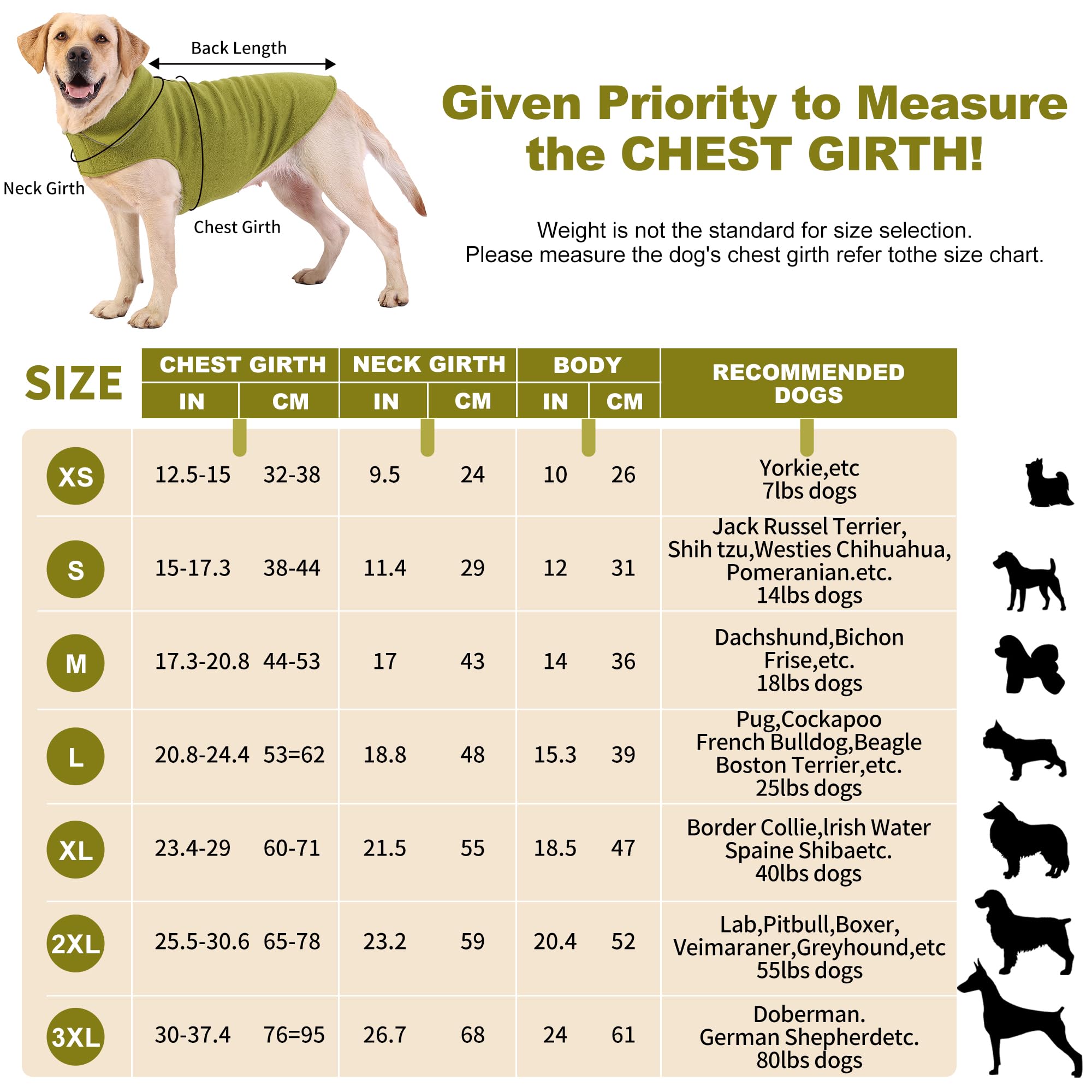 Fleece Dog Coat Pet Jacket Reflective For Cold Weather For Extra Large To Small Pets(Green,S)