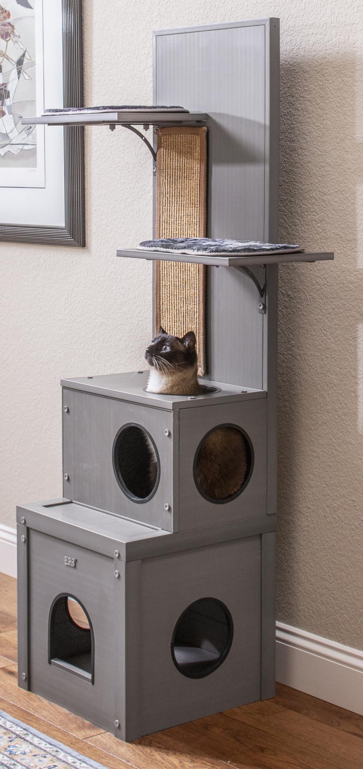 New Age Pet ECOFLEX Kitty Climber Cat Tree - Gray, Eco-Friendly Wood Plastic Composite - Moisture & Odor Resistant, Easy Assembl