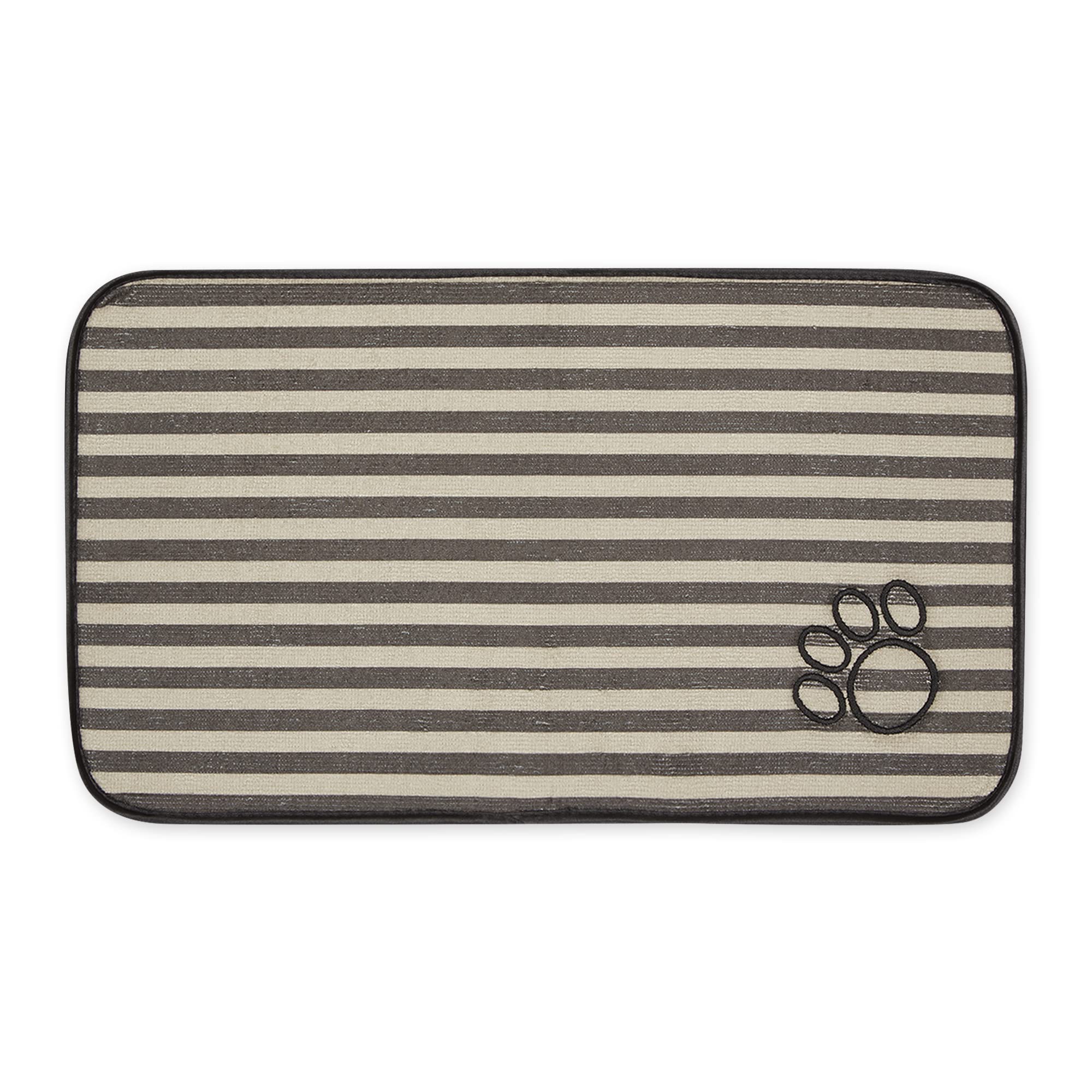 BROWN STRIPE EMBROIDERED PAW PET MAT SMALL