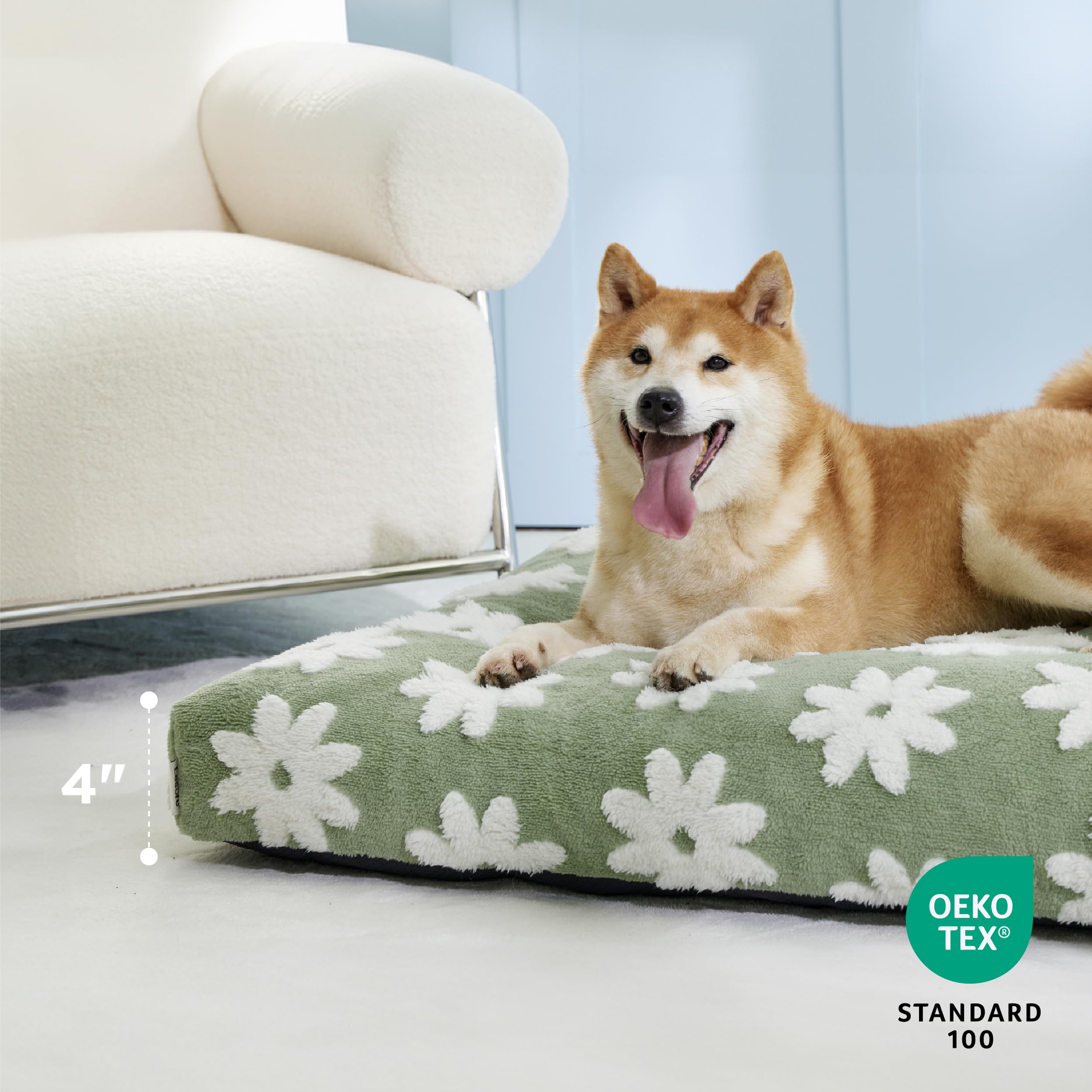 Lesure Dog Beds Medium Size-Thick Shredded Chopped Foam Pet Bed Indoor With Removable Cover, Cute Modern Fuzzy Plush & Anti Slip
