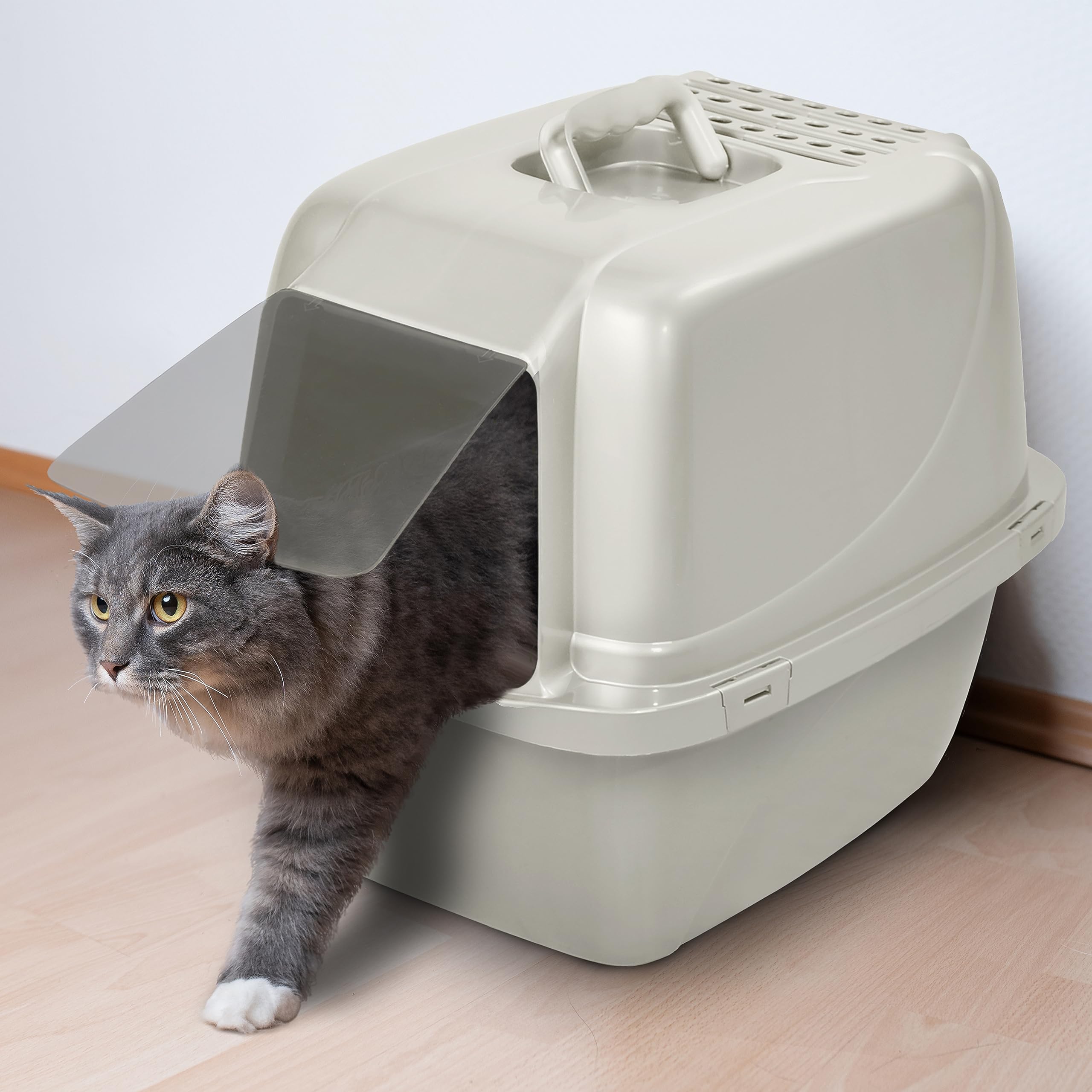 Van Ness Odor Control Large Hooded Cat Litter Box, Polypropylene, Model CP6, Pearl
