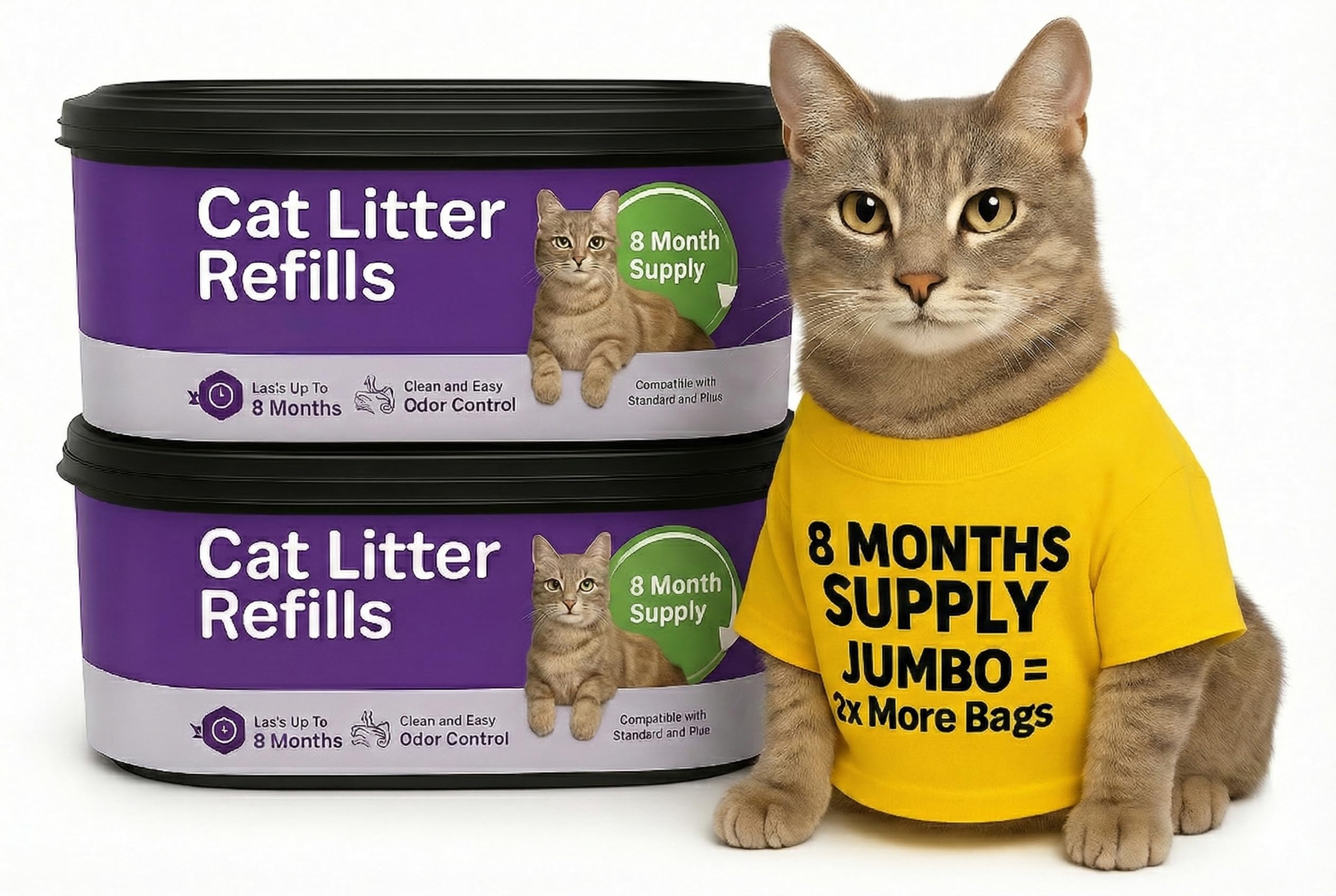 Double Pack Cat Litter Refills by AMAZINK Compatible with Litter Genie Pails