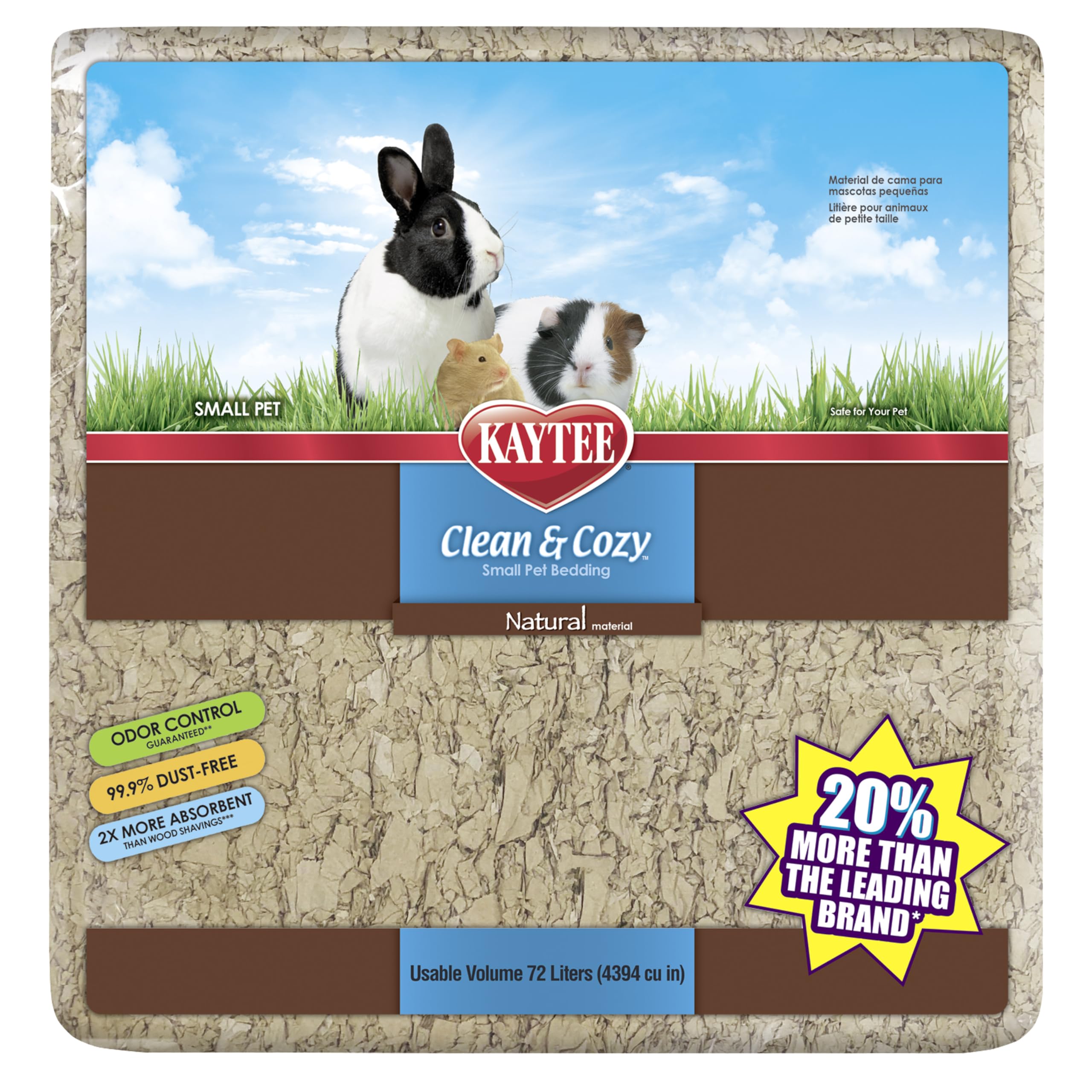 Kaytee Clean & Cozy Natural Paper Bedding, Made for Small Animals, 72 Liters