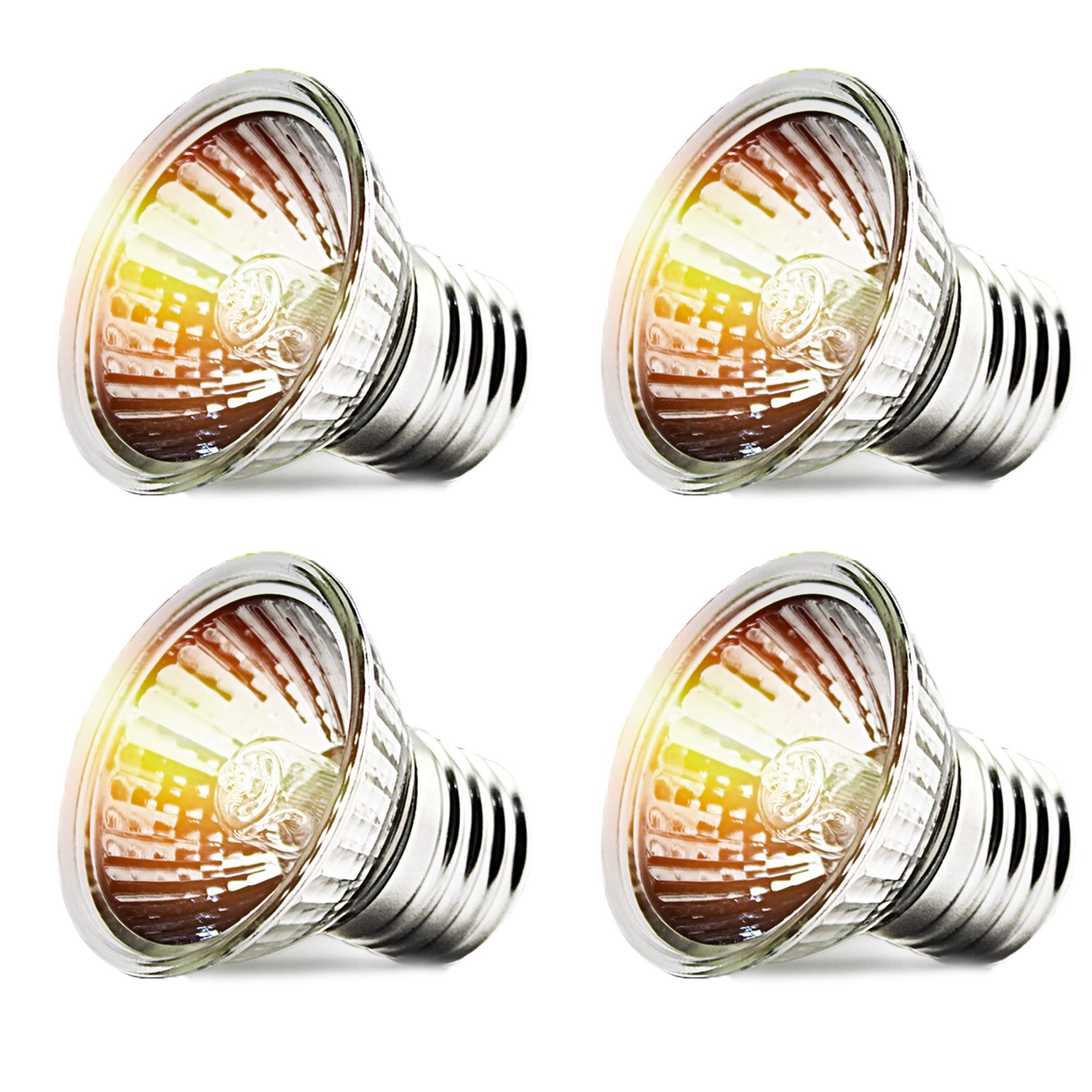 CALPALMY 4-Pack 75W UVA+UVB Bulbs | Heat and Light for Reptiles and Amphibian Tanks, Terrariums and Cages | Works with Various L