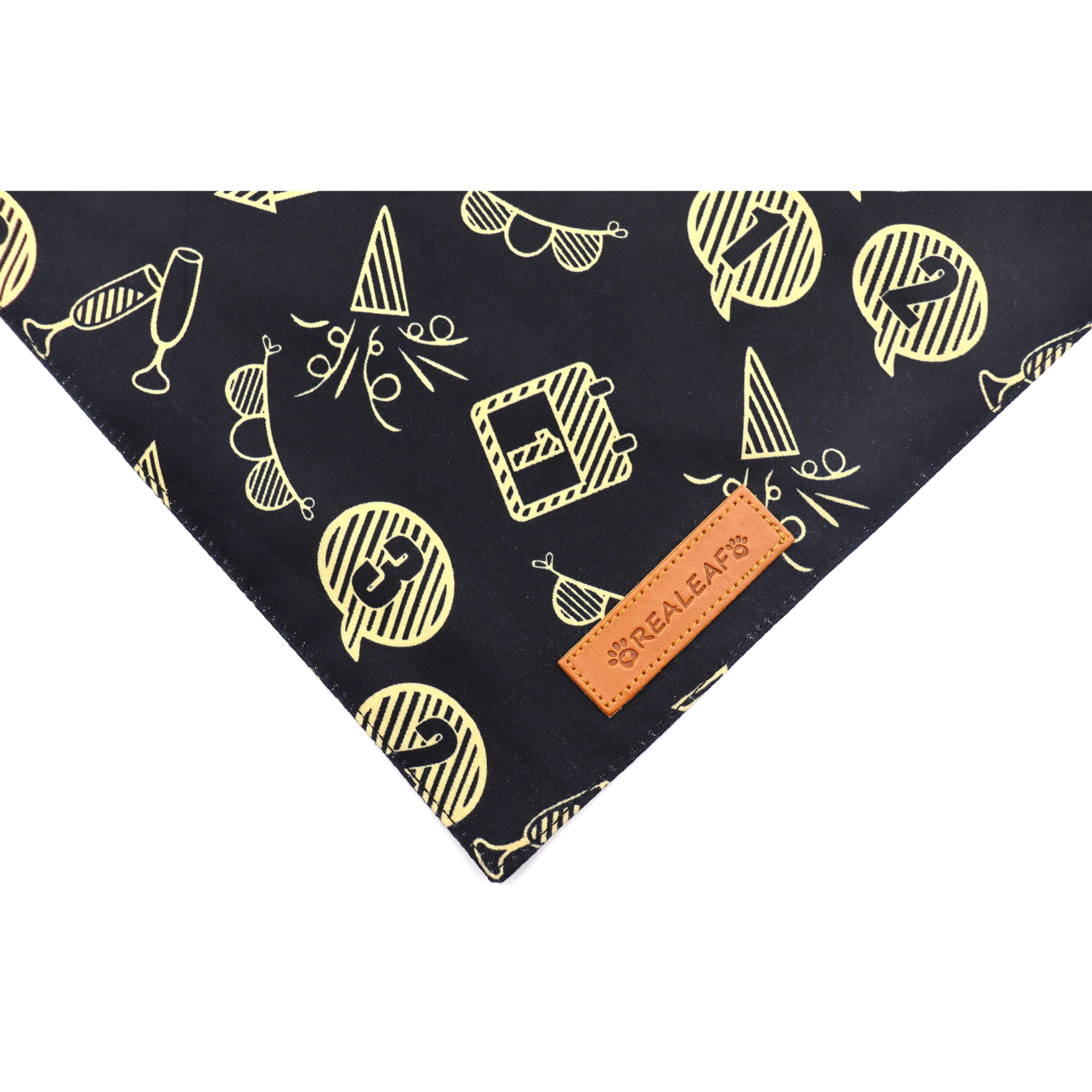 Realeaf Happy New Year Dog Bandanas 2 Pack, Reversible Holiday Pet Scarf For Boy And Girl, Premium Durable Fabric, Bandana For Small Medium Large And Extra Large Dogs (X-Large)