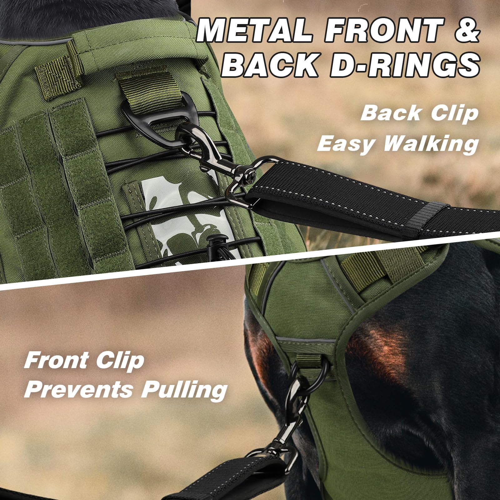Wingoin Tactical Dog Harness For Large Dogs, Heavy Duty No Pull Dog Harness With Handle, Adjustable Reflective Military K9 Germa