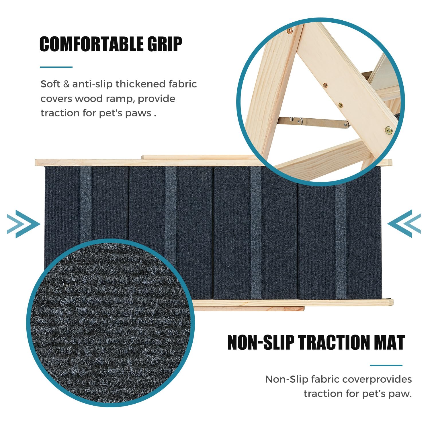 Sweetbin Wood Pet Stairs/Pet Steps For All Dogs And Cats - 2-In-1 Foldable Carpeted 3 Tiers Dog Stairs & Ramp Perfect For Beds And Cars - Portable Dog/Cat Ladder Up To 150 Pounds