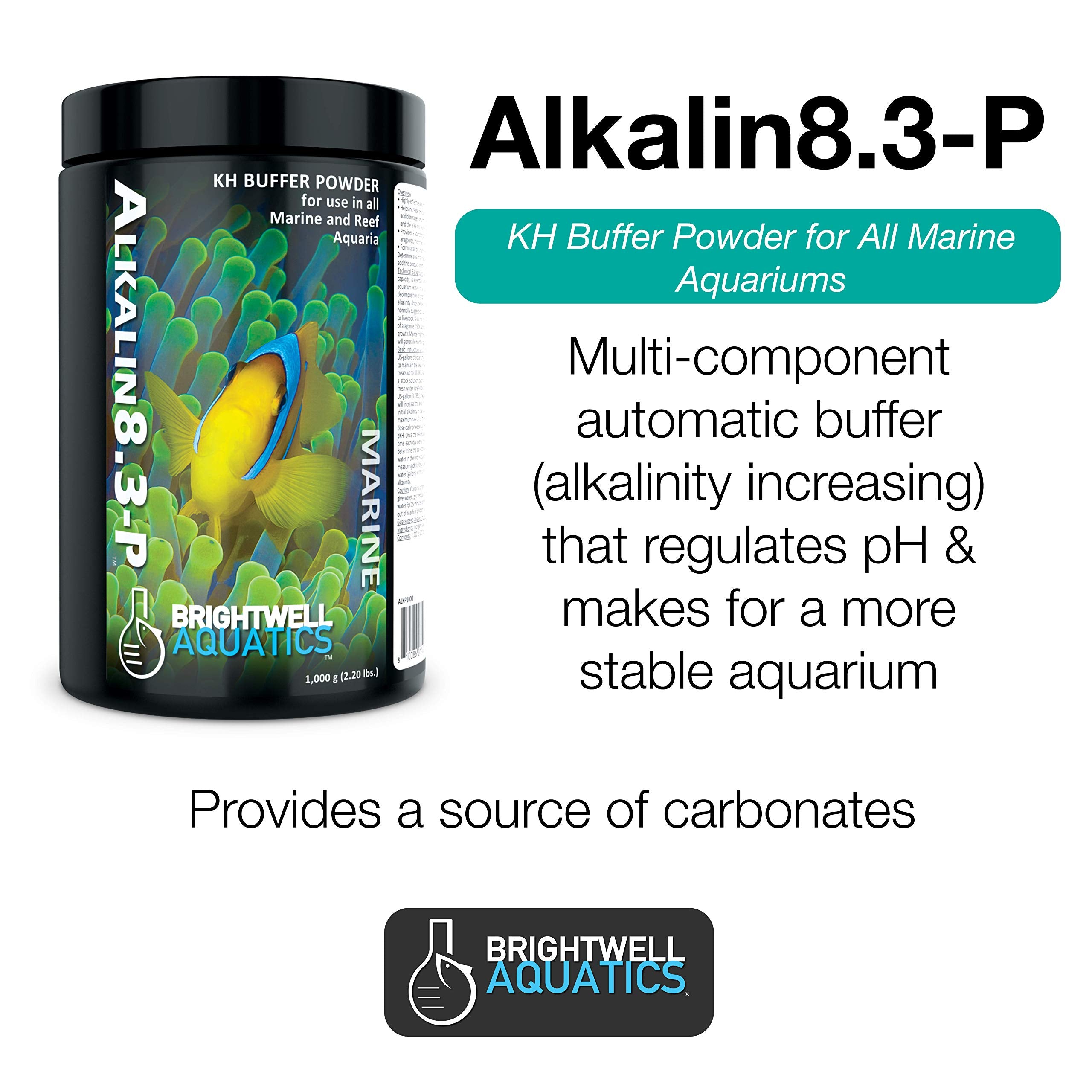 Brightwell Aquatics Alkalin8.3-P - Alkaline KH Buffer Powder for All Marine and Reef Aquariums, 250-g