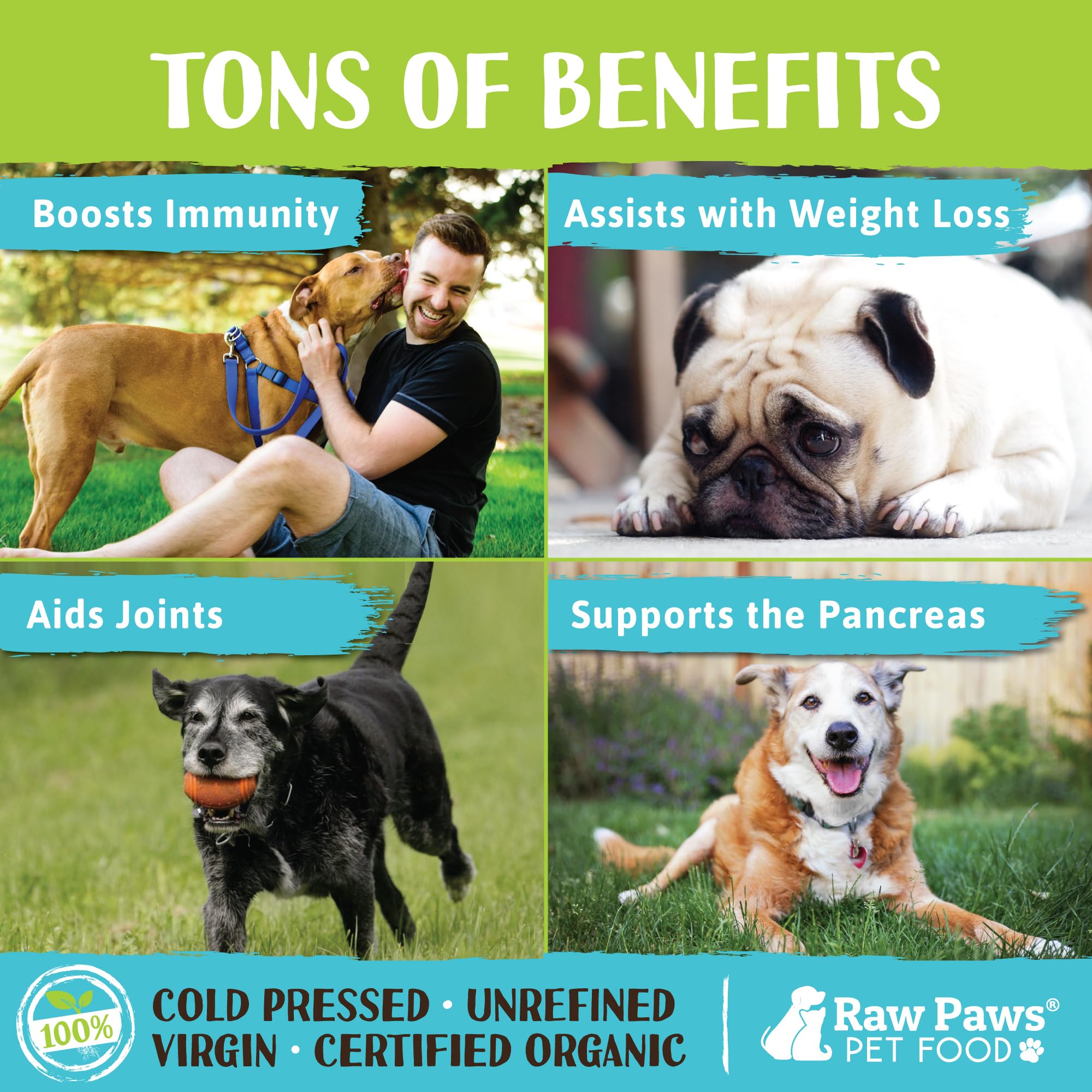 Raw Paws Organic Virgin Coconut Oil for Dogs & Cats, 16-oz - Supports Immune System, Digestion, Oral Health, Thyroid - All Natur