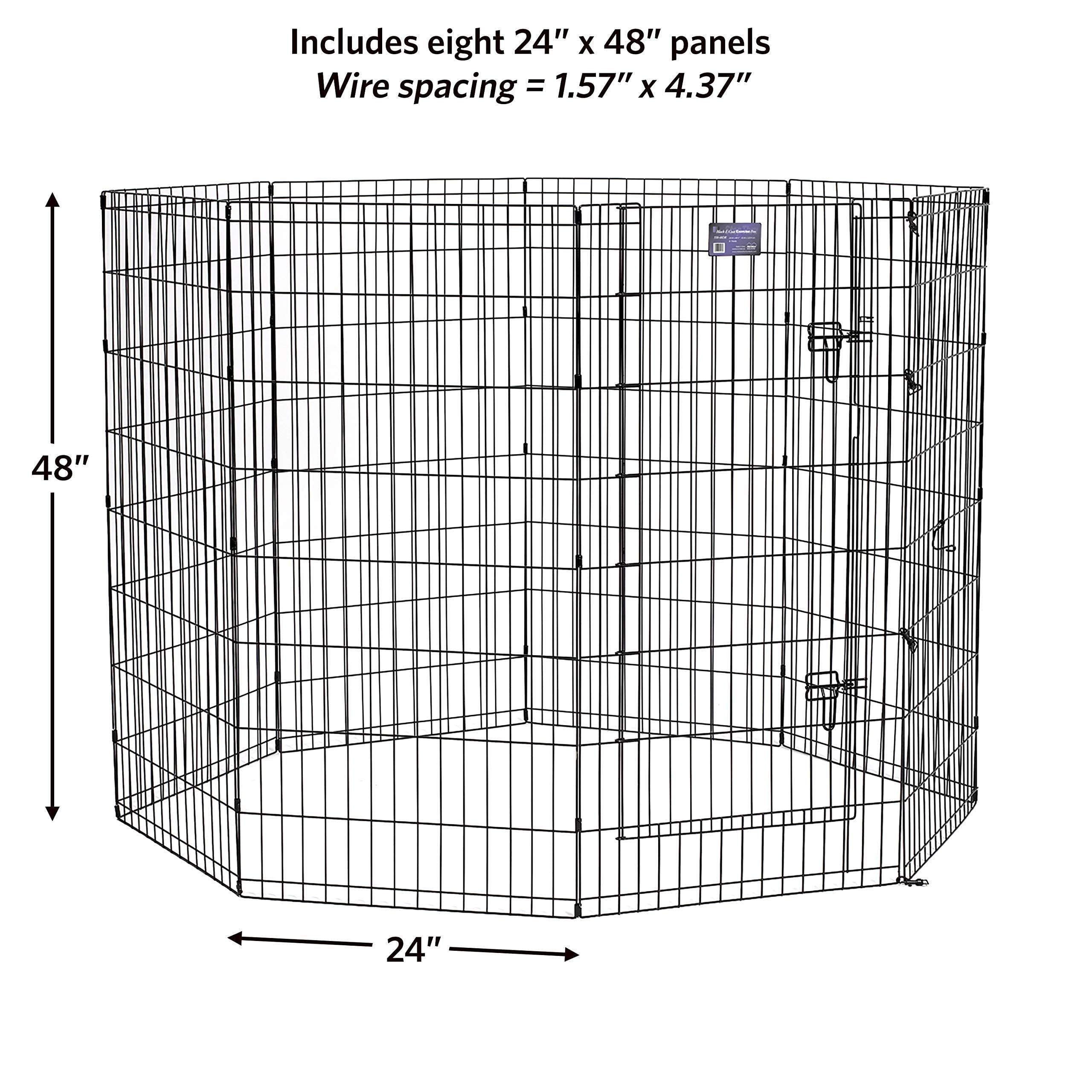 Midwest Homes For Pets Foldable Metal Dog Exercise Pen / Pet Playpen, Black W/ Door, 24'W X 48'H, 1-Year Manufacturer'S Warranty
