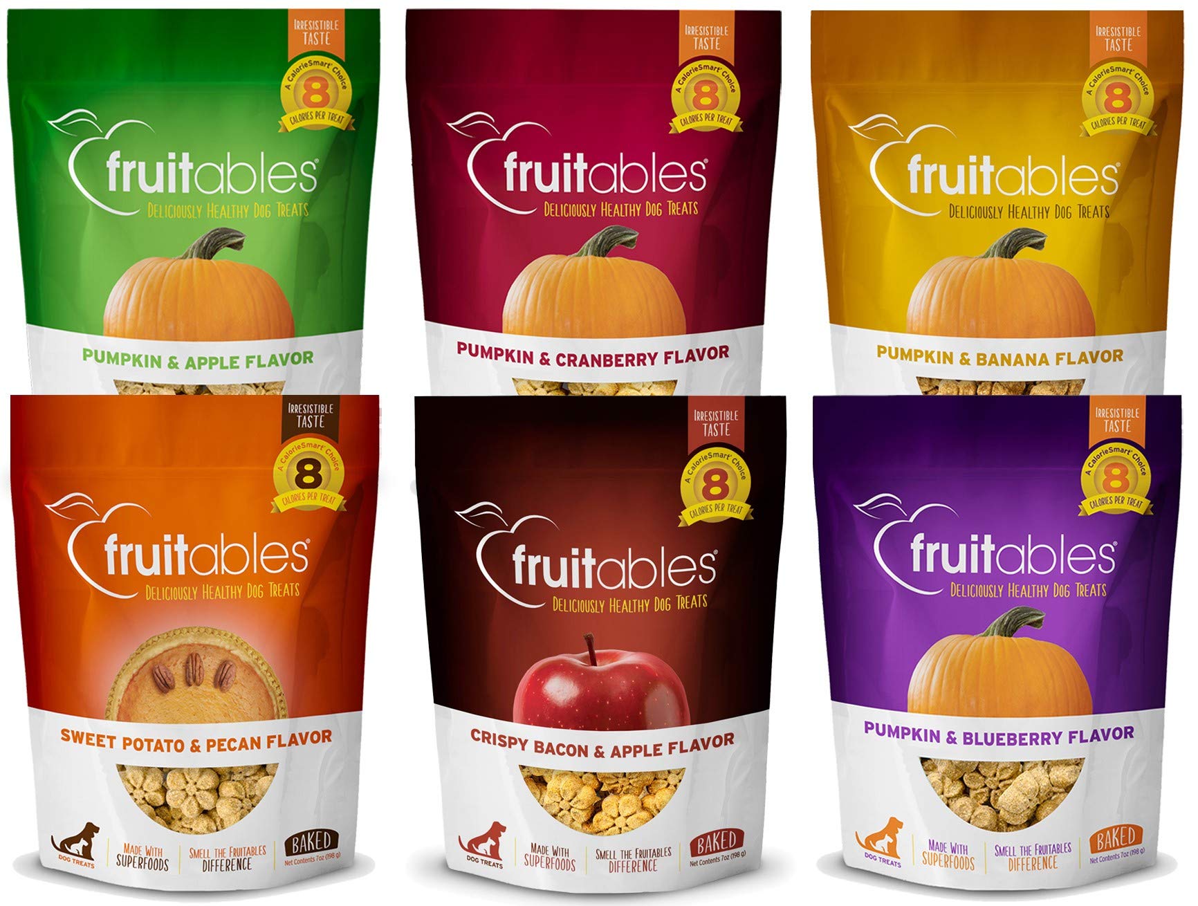 Fruitables Pumpkin Dog Treats, 7oz, Crunch Variety Pack of 6
