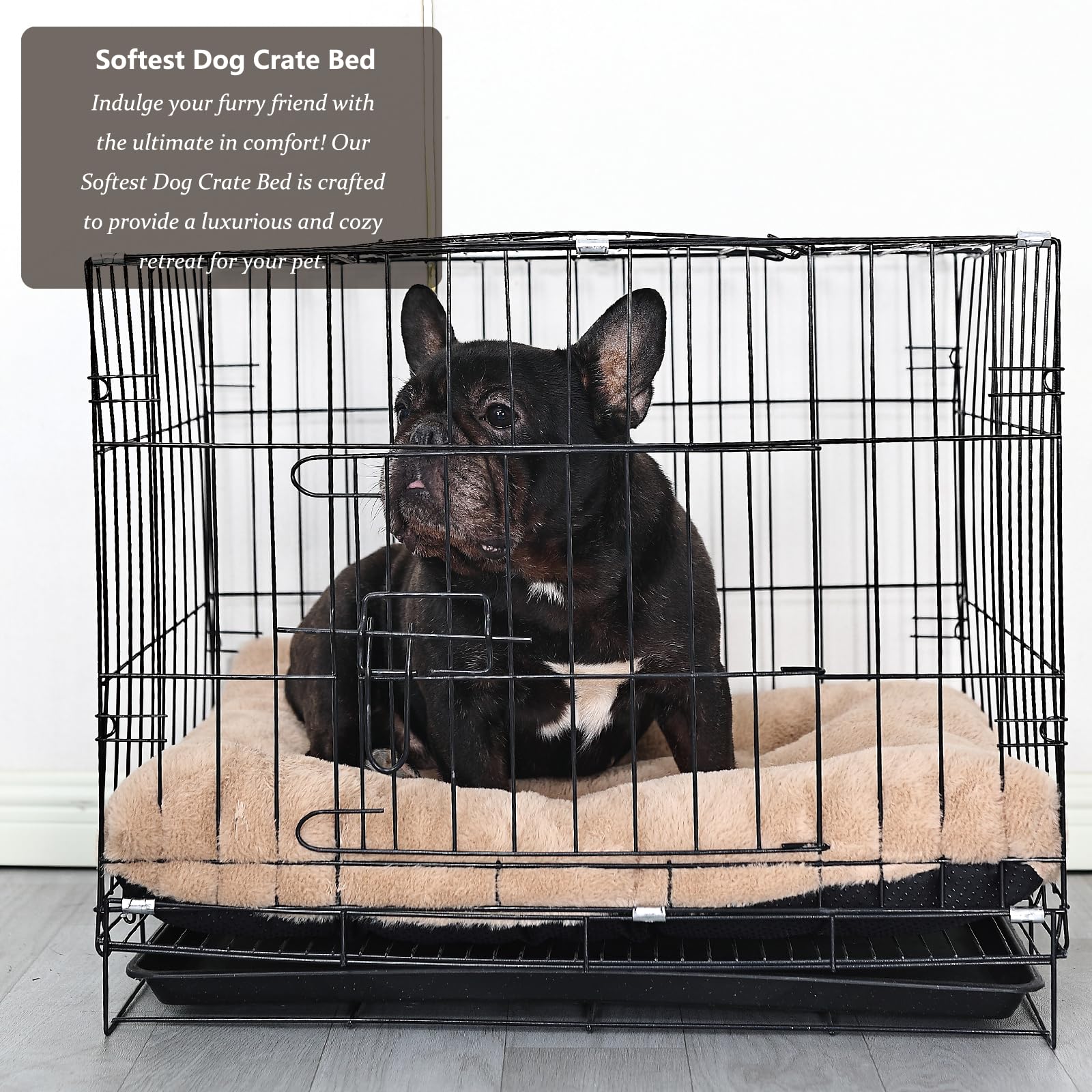 Small Dog Bed For Crate 24X18 Washable Extra Soft 24 Inch Crate Bed For Puppy With Anti-Slip Bottom,Comfy Fulffy Kennel Pad For