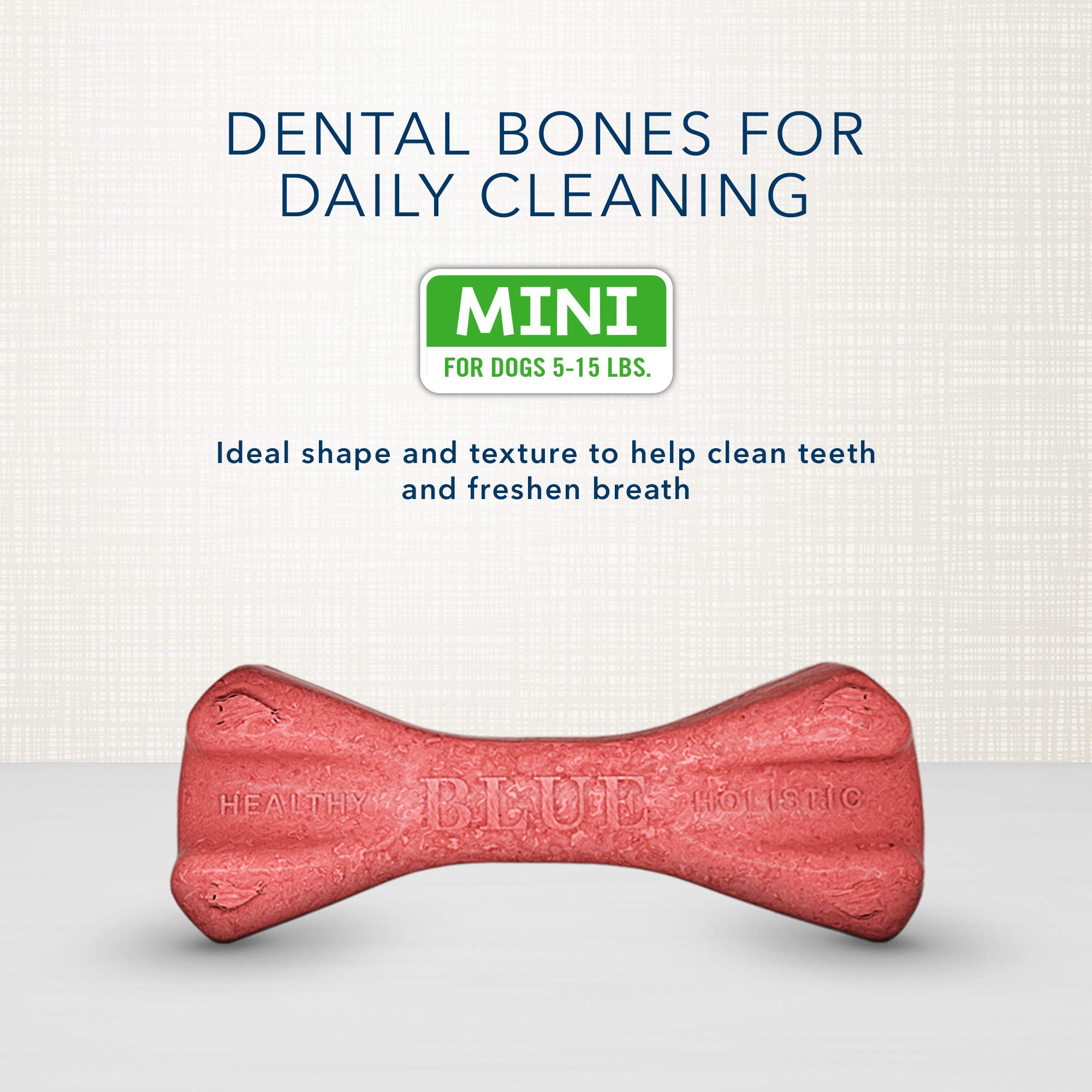 Blue Buffalo Dental Bones Mini Natural Dental Chew Dog Treats, (5-15 lbs) 12-oz Bag