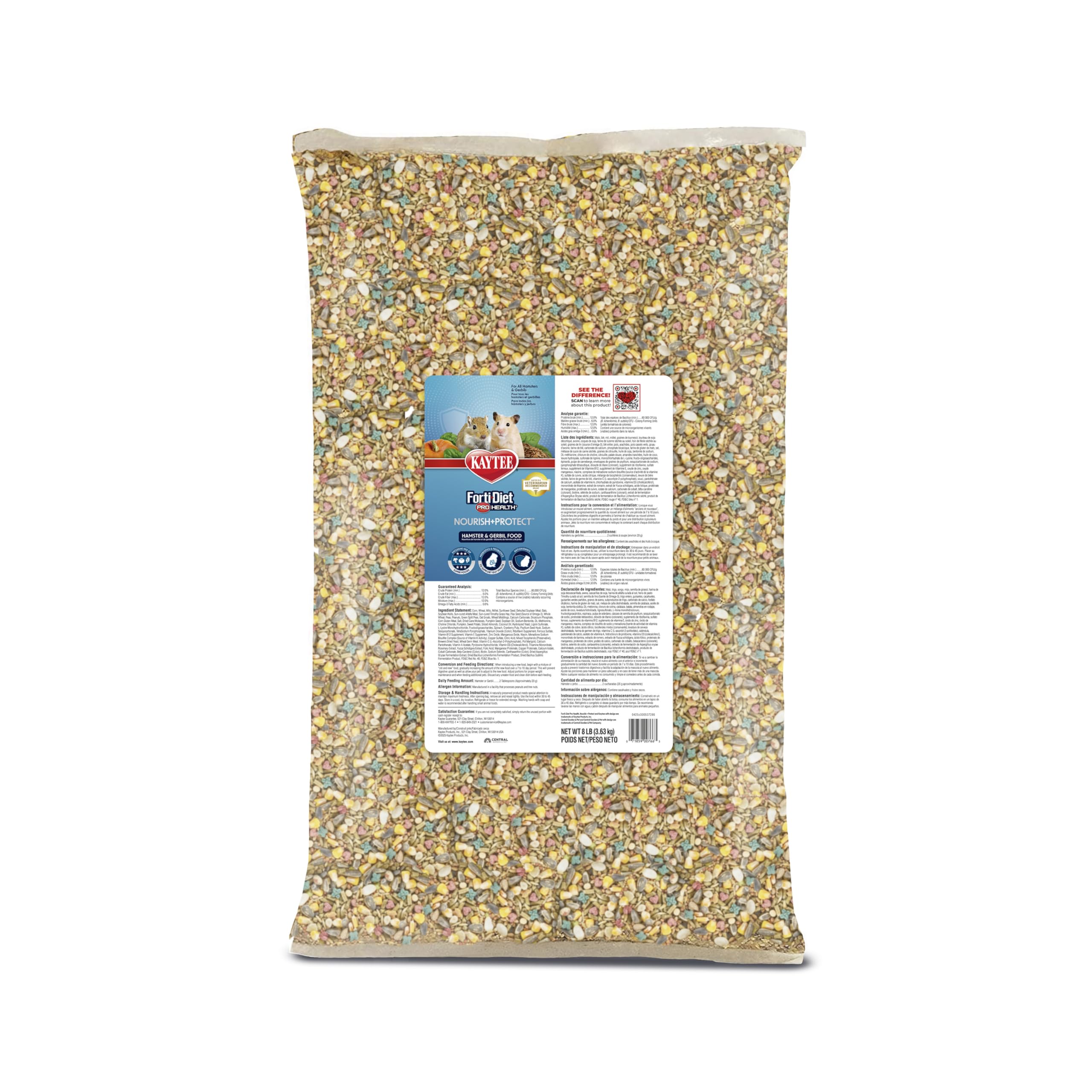 Kaytee Forti-Diet Pro Health Nourish+Protect Hamster and Gerbil Food, Comprehensive Nutrition Backed by Science, Digestive Healt