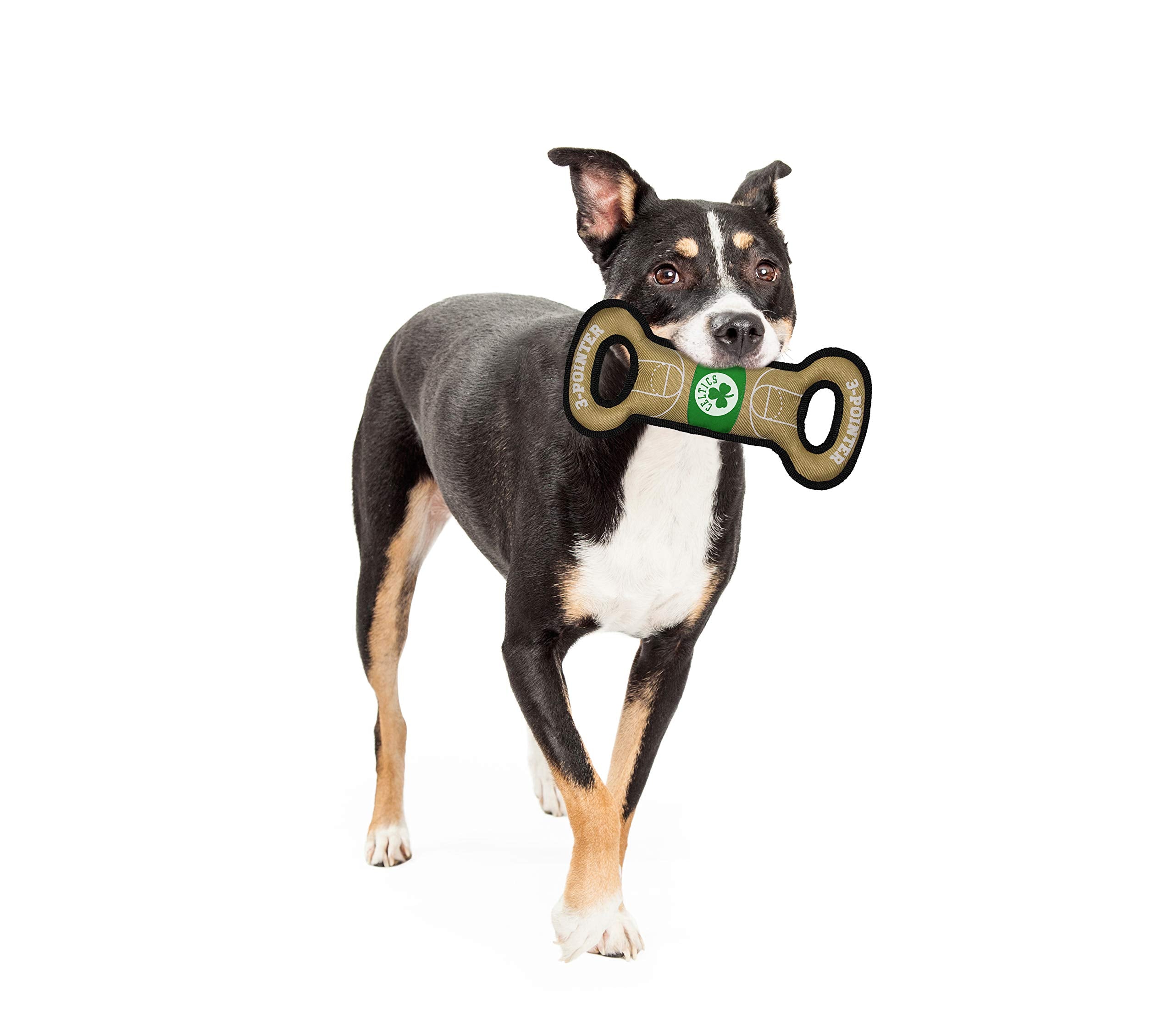 Pets First Nba Boston Celtics Field Toy. - Tough Nylon Pet Toy With Double Trim Stitching & Inner Squeaker, One Size, Cel-3030