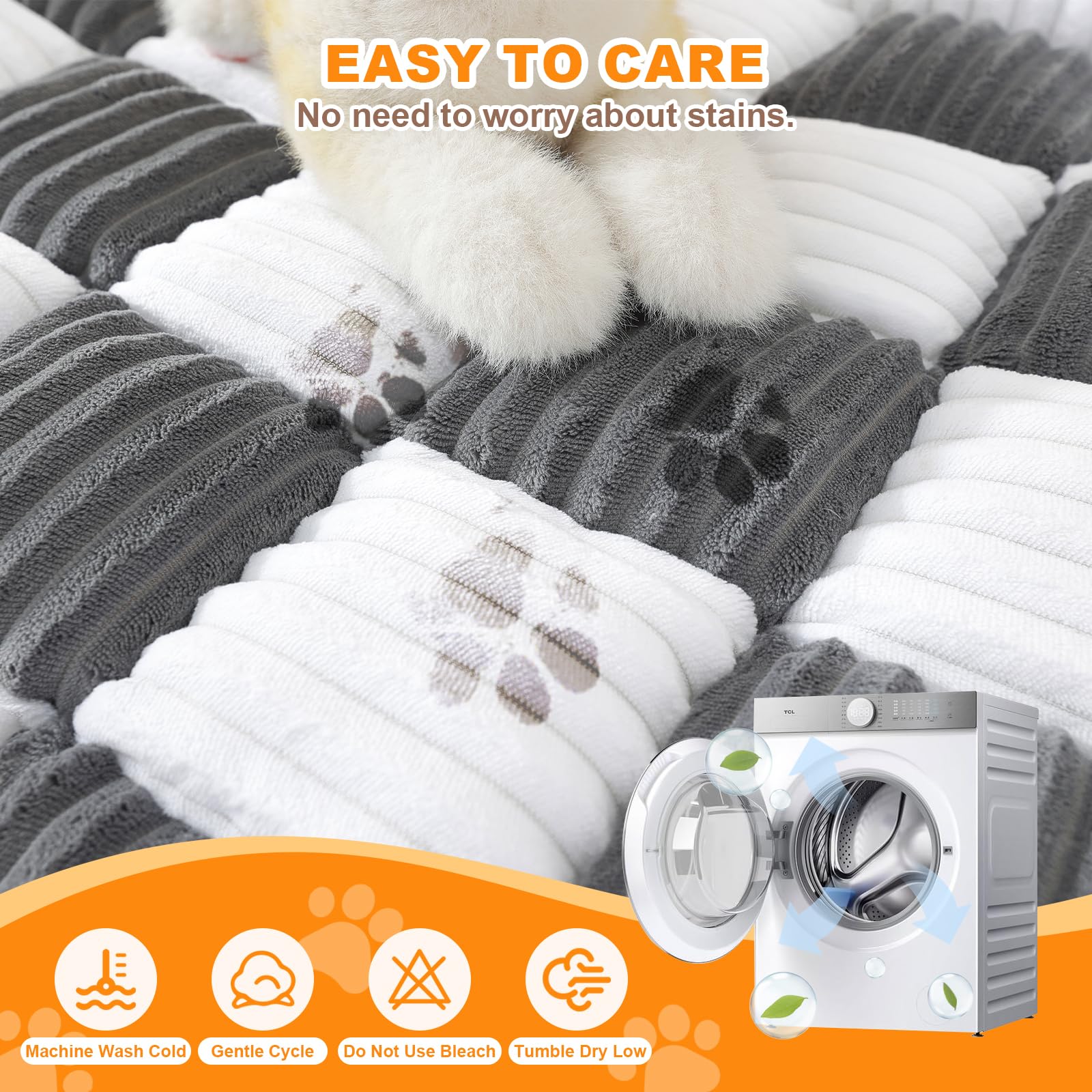 Extra Large Dog Bed For Couch, Washable Pet Bed Mat, Checkerboard Cozy Plush Sofa Mat, Pet Couch Cover Furniture Protector For S