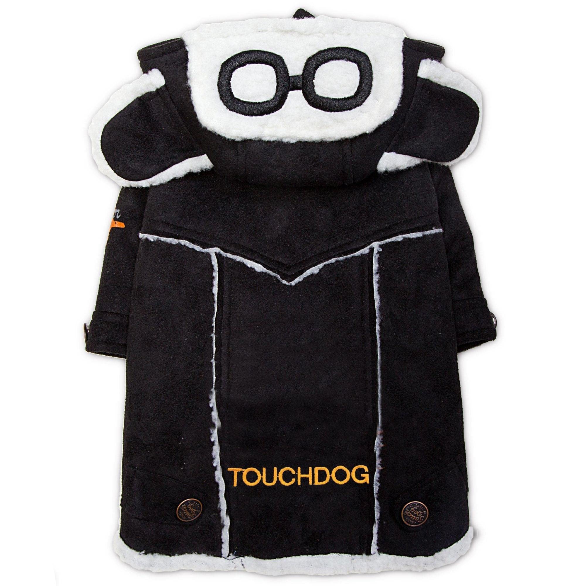 Touchdog Tuskegee Aerovintage Designer Dog Coat , Xsmall, Black