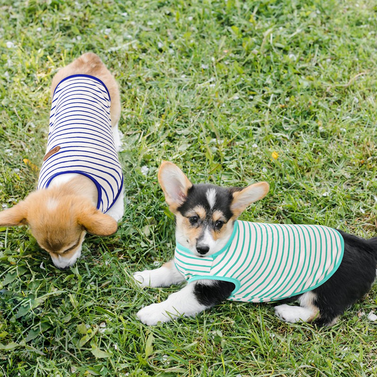 Preferhouse Dog Tee Shirts For Large Dogs 2 Pack, L Dog Sleeveless Striped Vests Dog Pullover T-Shirts Lightweight Puppy Kitten