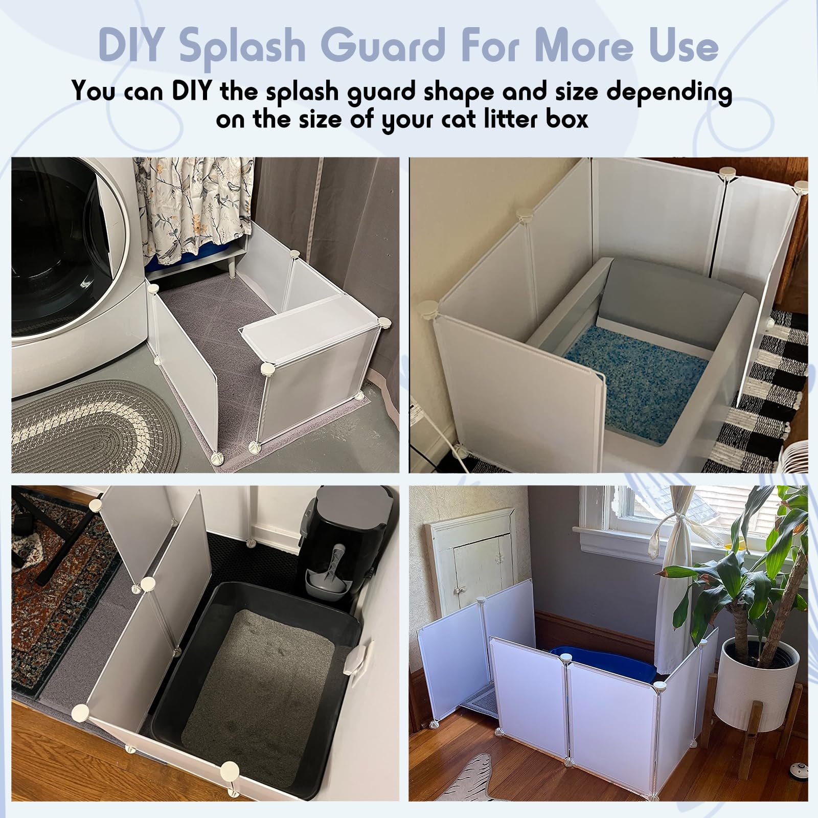MEEXPAWS Cat Litter Box Enclosure with Splash Guard, Large 19"x19"x20", Lightweight Plastic, Easy Clean, White, Model MP-USGLM