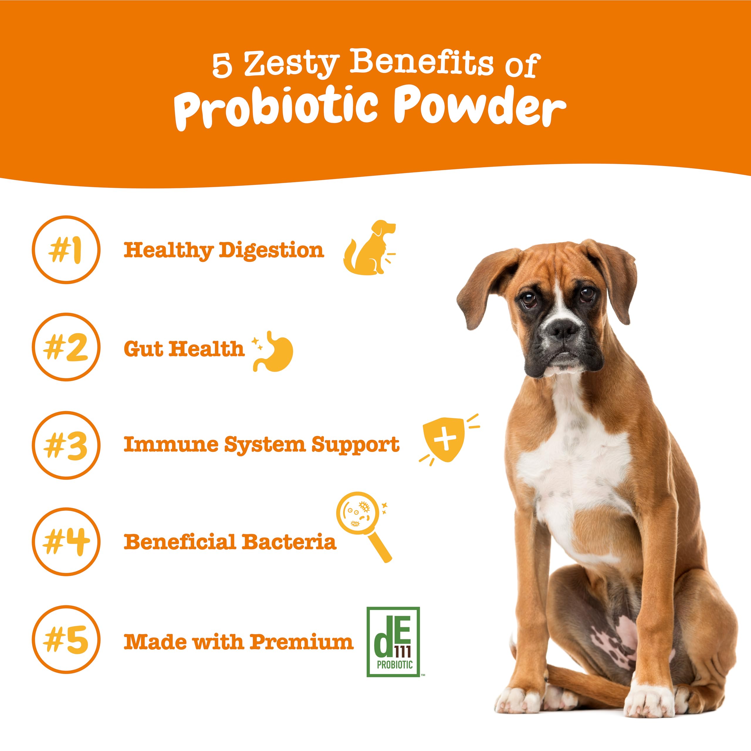 Zesty Paws Probiotics for Dogs - Powder Meal Topper for Digestive, Immune System Support - Premium DE111 Dog Probiotics for Dige