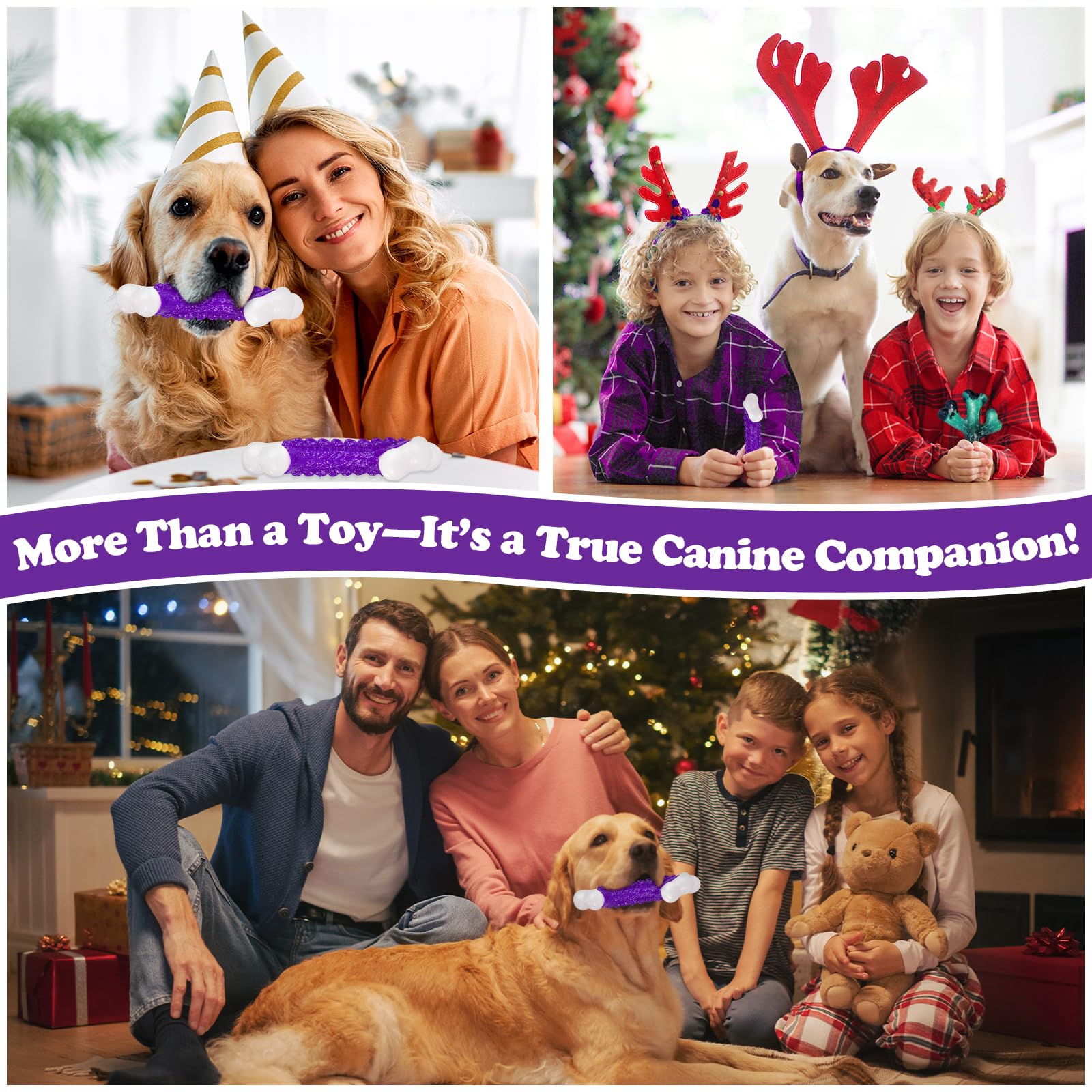 Kseroo Tough Dog Toys (2 Pack), Dog Toys For Aggressive Chewers Breed, Aggressive Chew Toys For Large Dogs, Bone Chew Toy For La