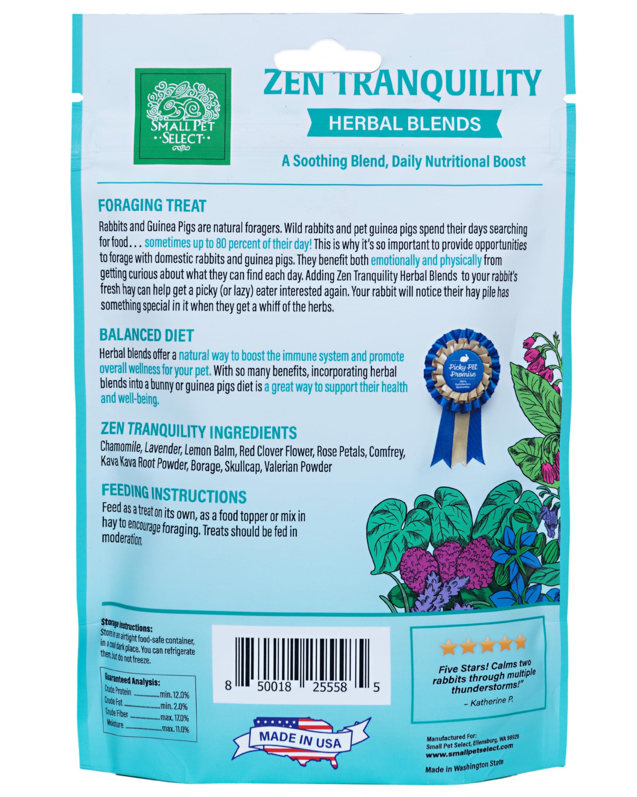 Small Pet Select - Herbal Sampler, Natural Herbal Treats for Rabbits, Guinea Pigs, and Other Small Animals, Five Flavors, 2.5oz