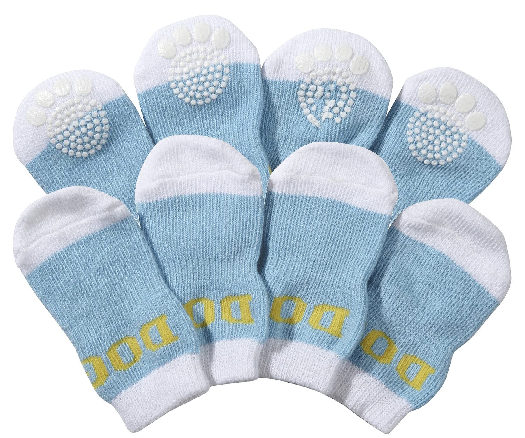 Pet Life Anti-Slippage Dog Socks - Pet Socks with Rubberized Micro Grips for Premium Traction - Set of 4 Socks for Dogs