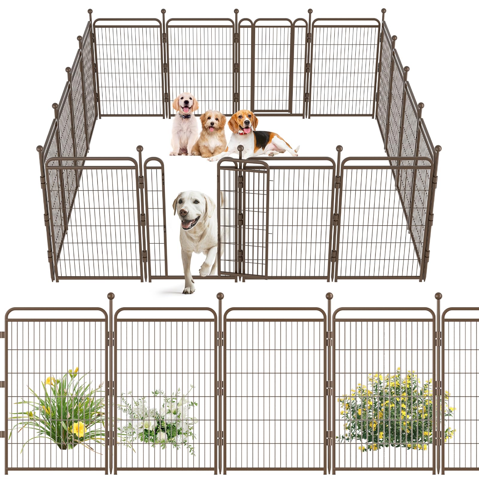 Gardner Pet Dog Playpens, 40'' H 16 Panels Dog Pen Outdoor/Indoor Dog Fence Exercise Pen For Small/Medium/Large Dogs, Foldable P