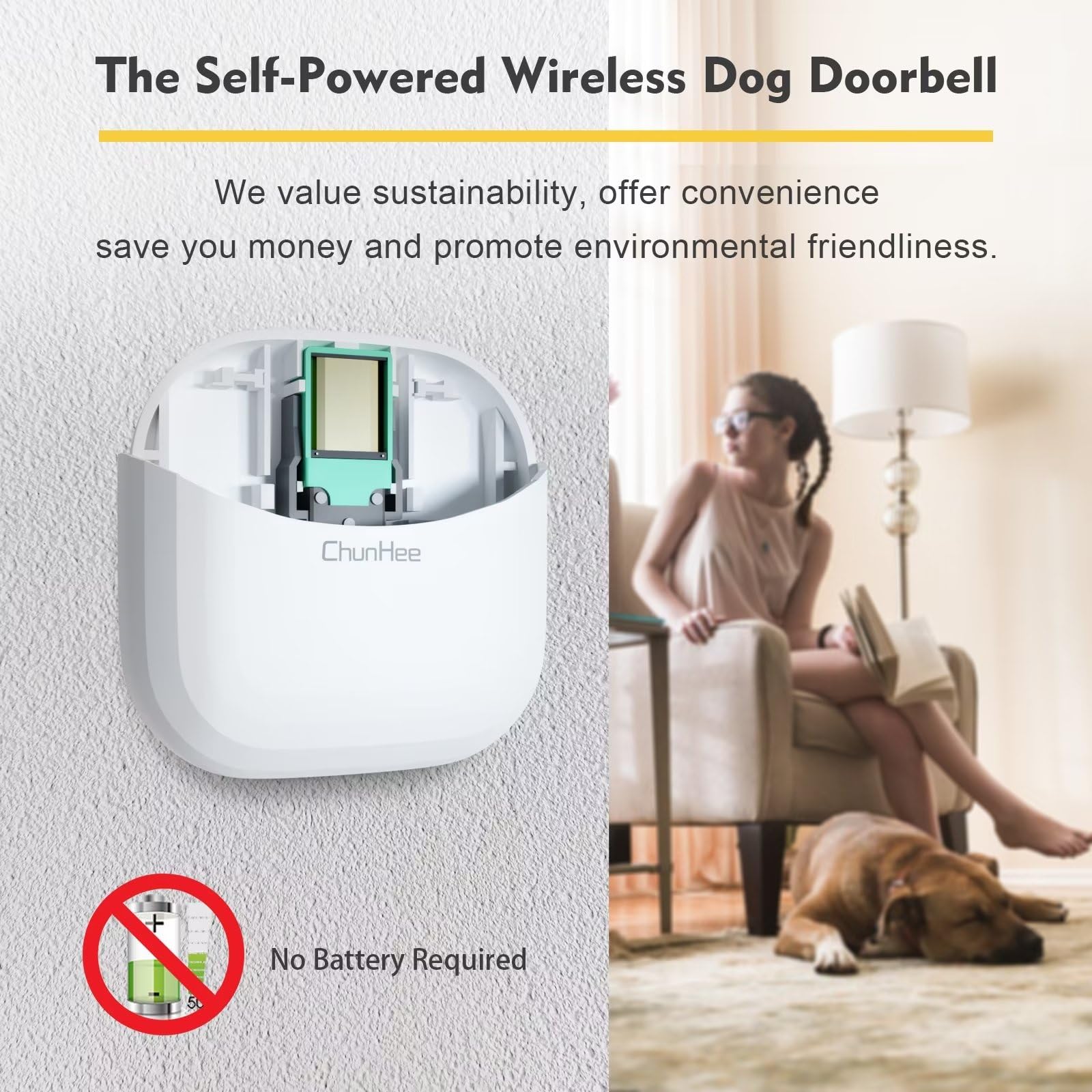 Chunhee Smart Dog Door Bell Wireless Puppy Doorbell For Potty Training, Dog Bells To Go Outside,Bell For Dogs To Ring To Go Potty [New 2024]