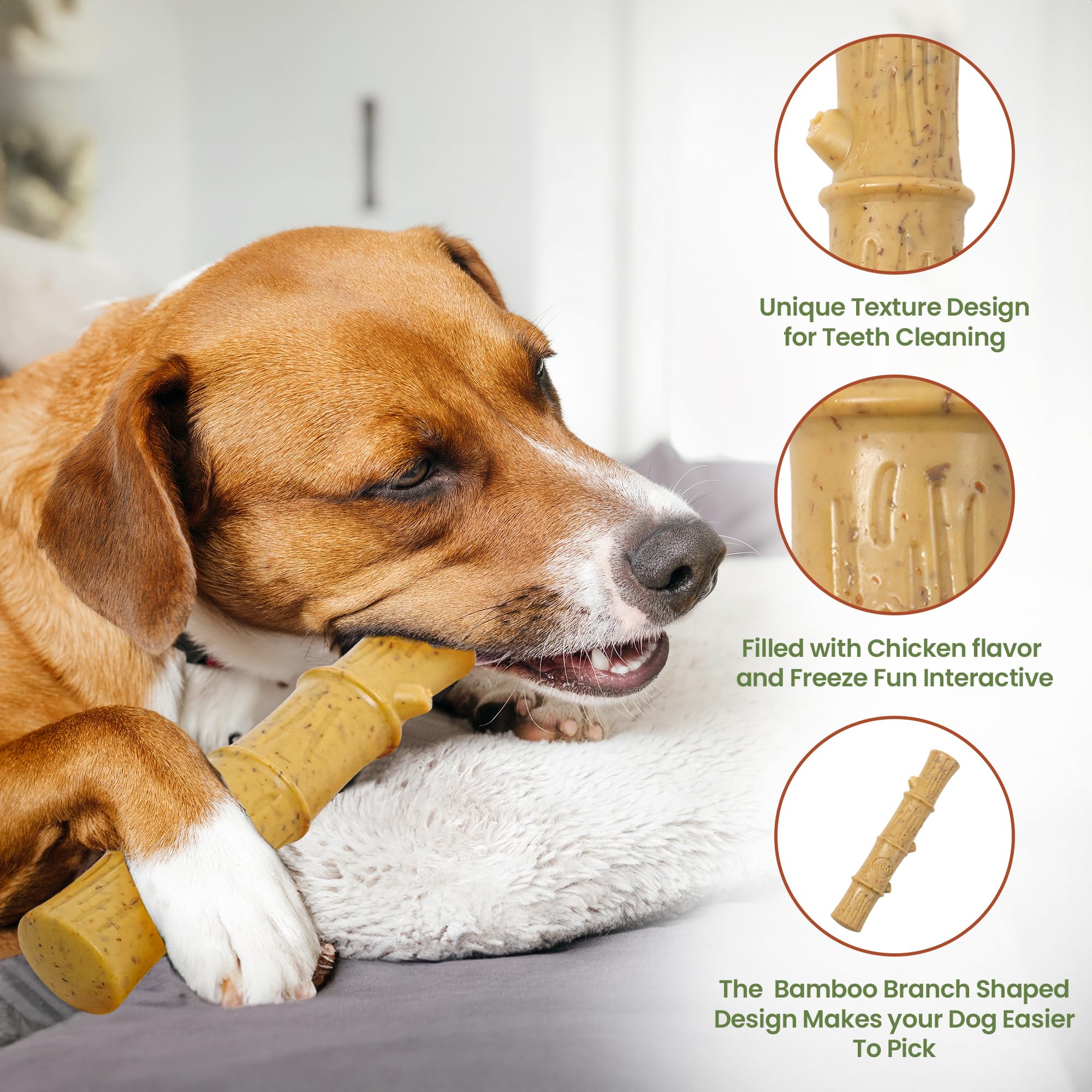 SPOT Bam-Bones Plus Bamboo Stick, Durable Dog Chew for Aggressive Chewers, 9.5in, Brown, Bamboo Fiber & Nylon, Model 54559