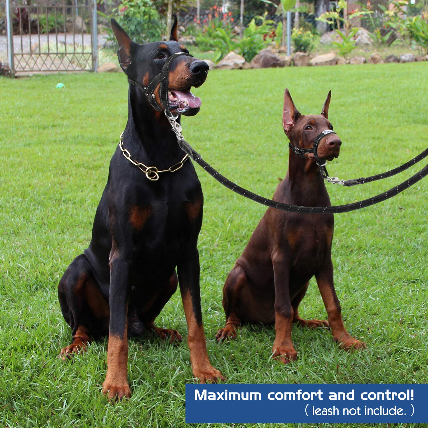 Pawaboo Dog Muzzle, Head Halter Collar For Dog, Pet Dog Nylon Reflective Adjustable Loop Anti-Biting Barking Control Easy Fit Do