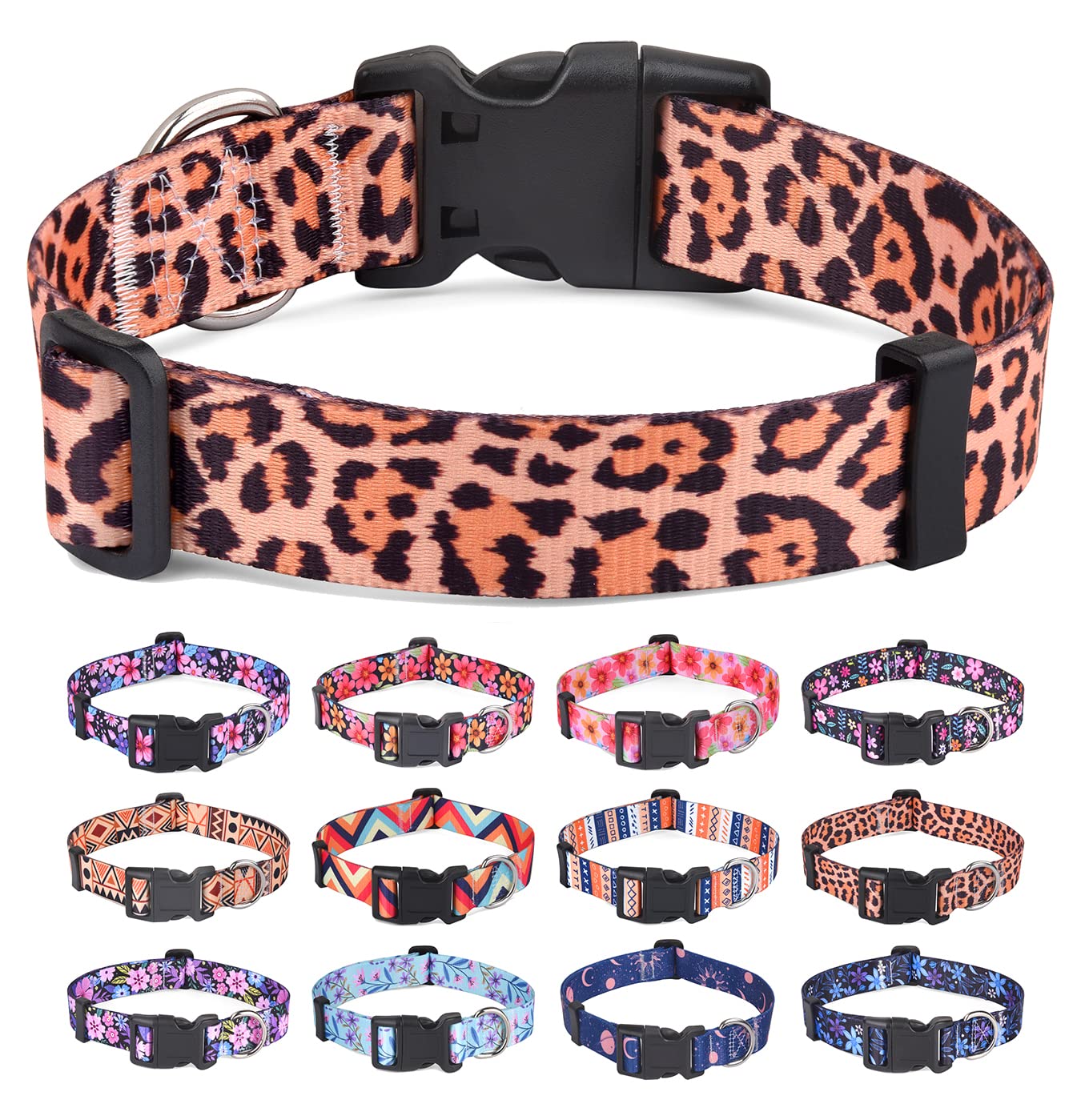 Hqyddmi Dog Collar For Medium Dogs, Soft Comfy Pet Collar For Small Medium Large Dogs, Leopard Pattern For Boy Girl Puppy Dogs(L