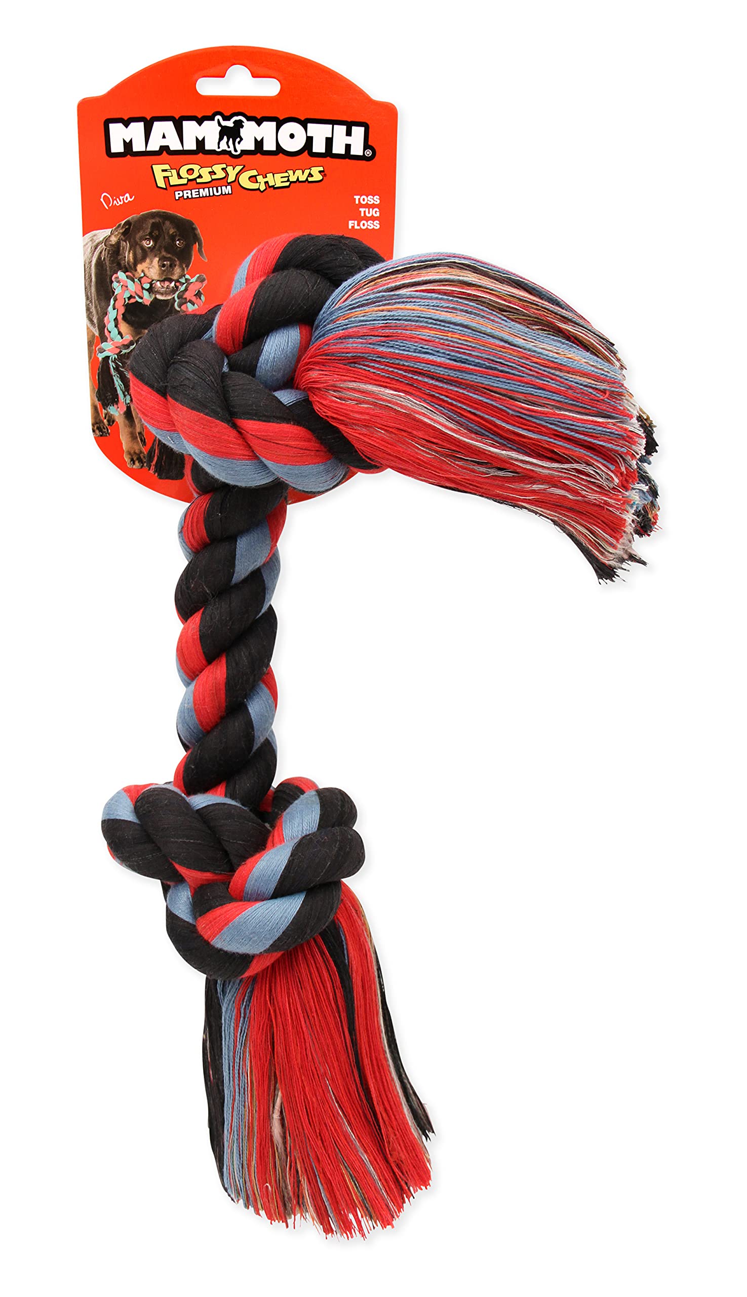 Mammoth Pet Products Flossy Chews Color Rope Bone-Premium Cotton-poly Rope Toy for Dogs-Bone Dog Rope Toy-Interactive Dog Tug To