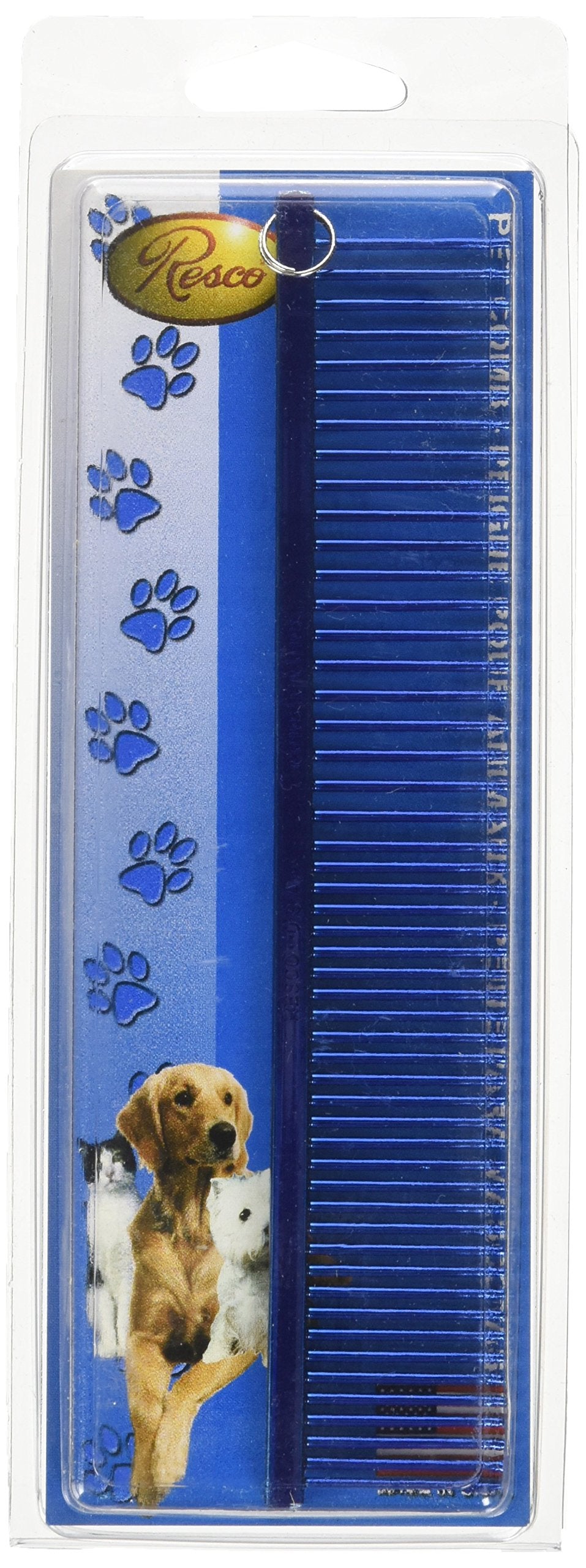 Resco Us-Made Combination Comb For Dogs And Cats, Blue