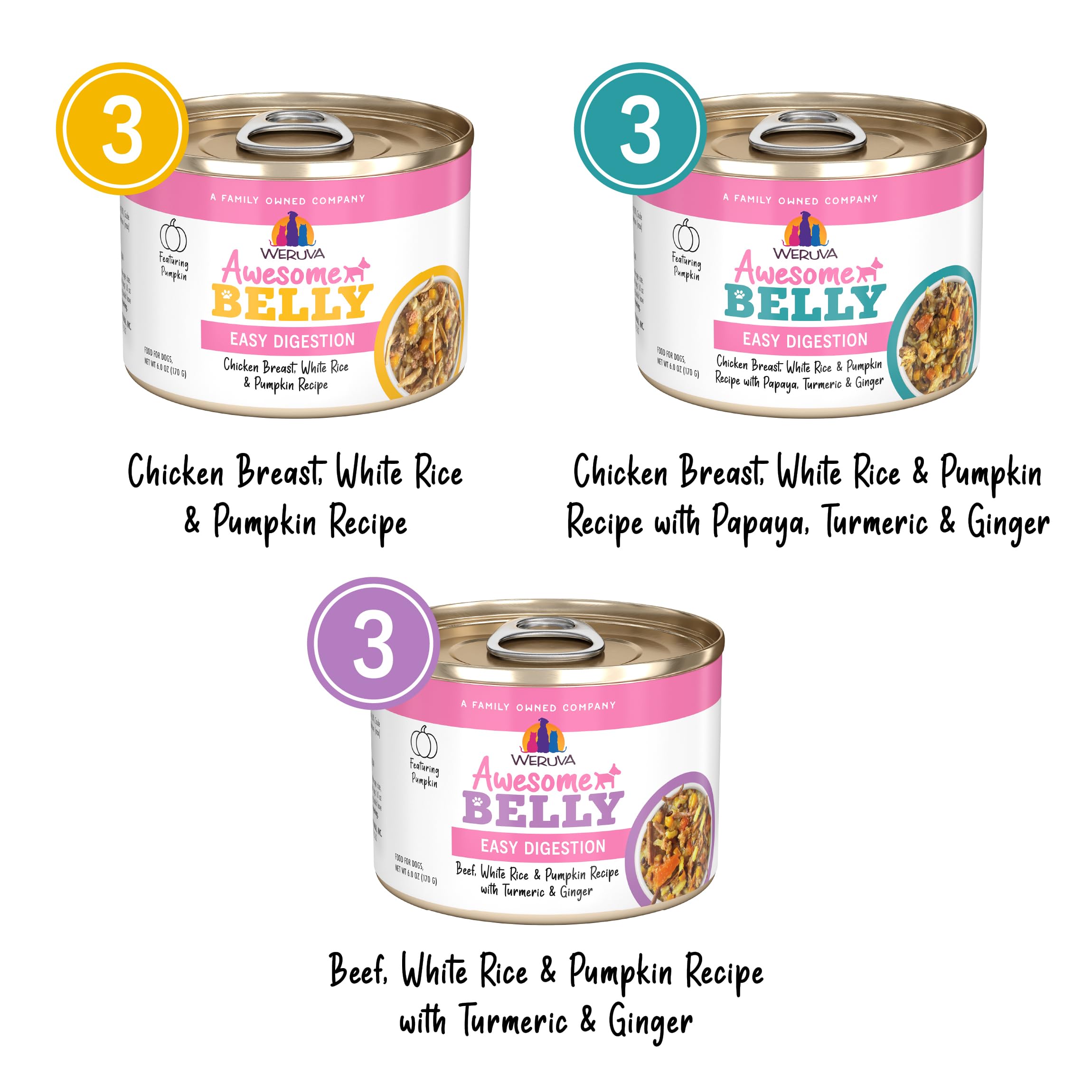 Weruva Awesome Belly Wet Dog Food, Sensitive Stomach Superhero Variety Pack, 6oz Can (Pack of 9)