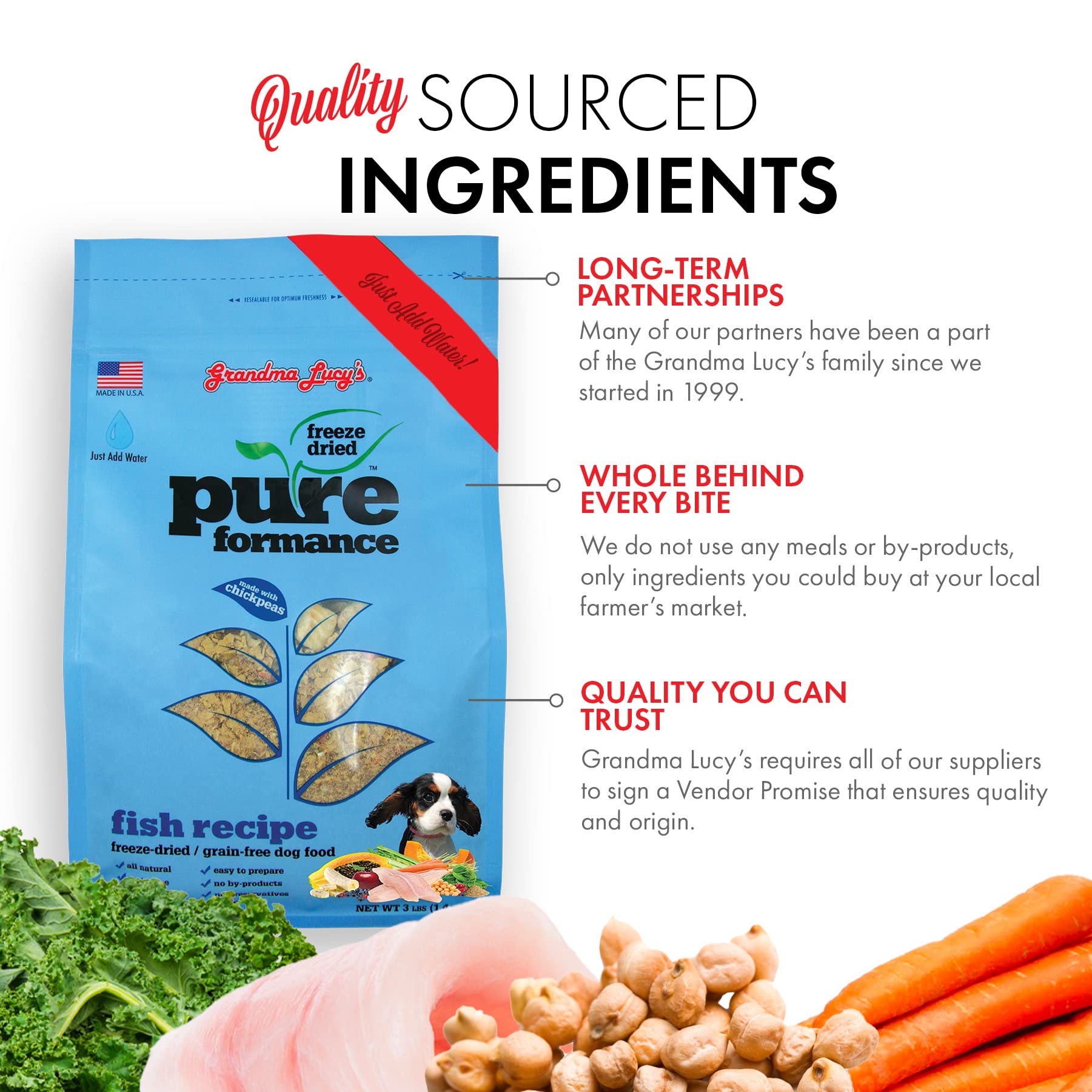 Grandma Lucy's PUREformance Grain-Free Freeze-Dried Dog Food - Fish, 3 lb Bag