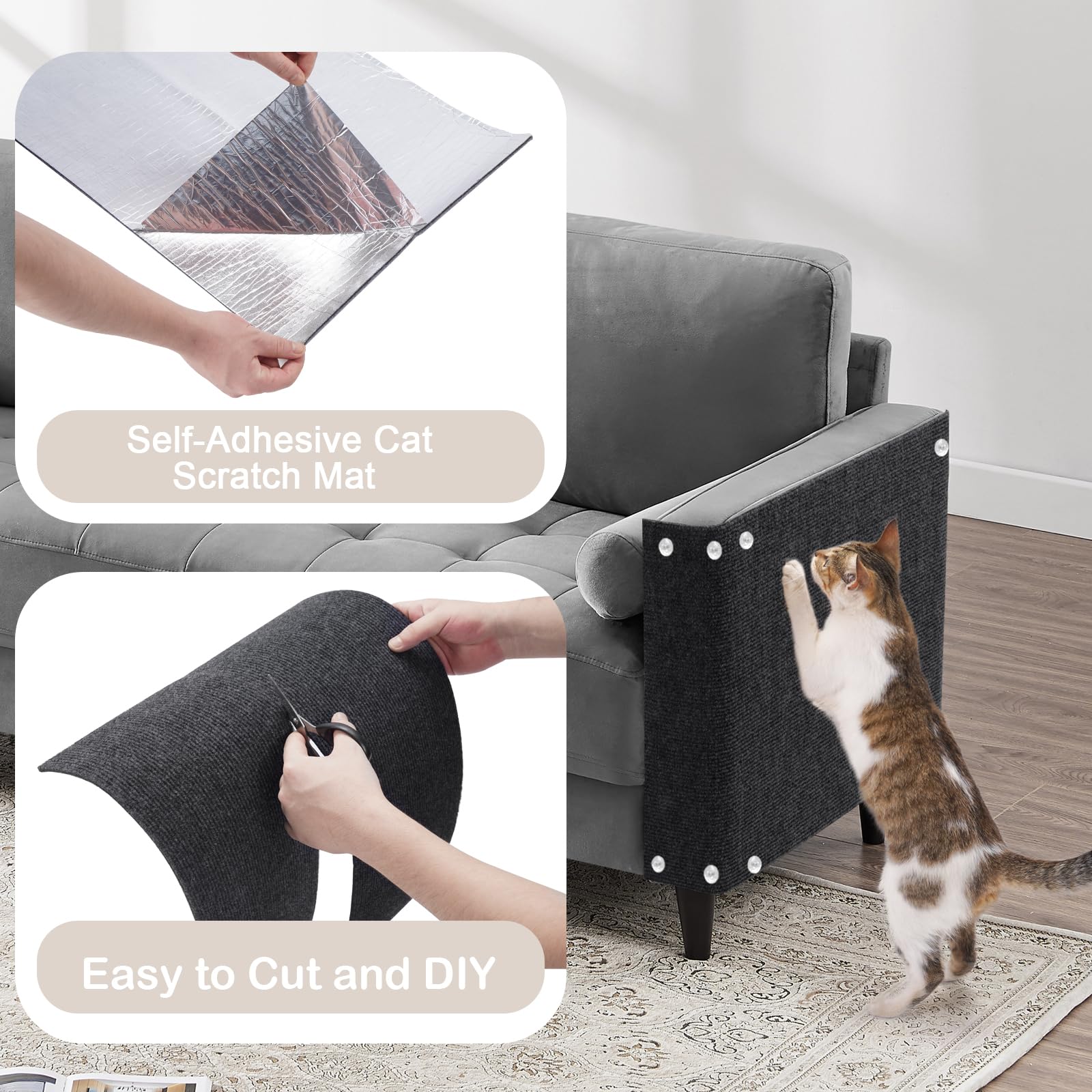 Uross Cat Couch Protector For Fabric Sofa 100X15.8- Darkgrey