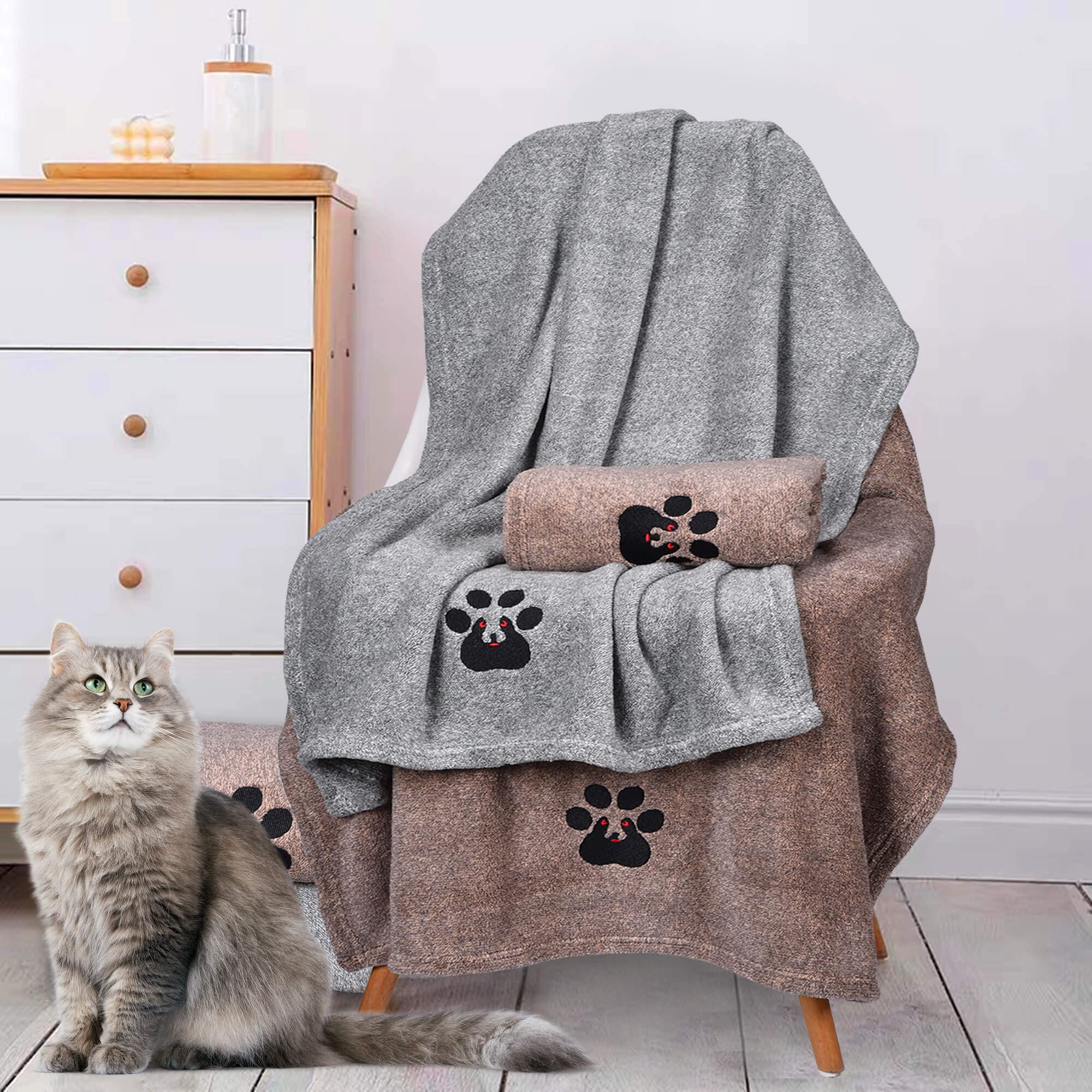 Dogvingpk Dog Towels For Drying Dogs Super Absorbent Soft Microfiber Pet Bath Grooming Towel For Dogs And Cats & Mobile Groomers