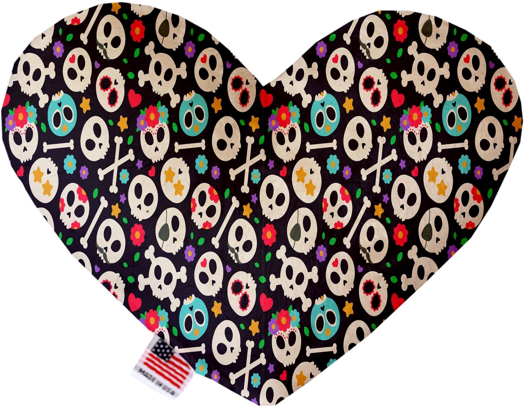 Pet and Dog Plush Heart or Bone Toy, "Skulls Group" (Available in different sizes, and 12 different pattern options!) Blue Camo Skulls 6" Plush Bone