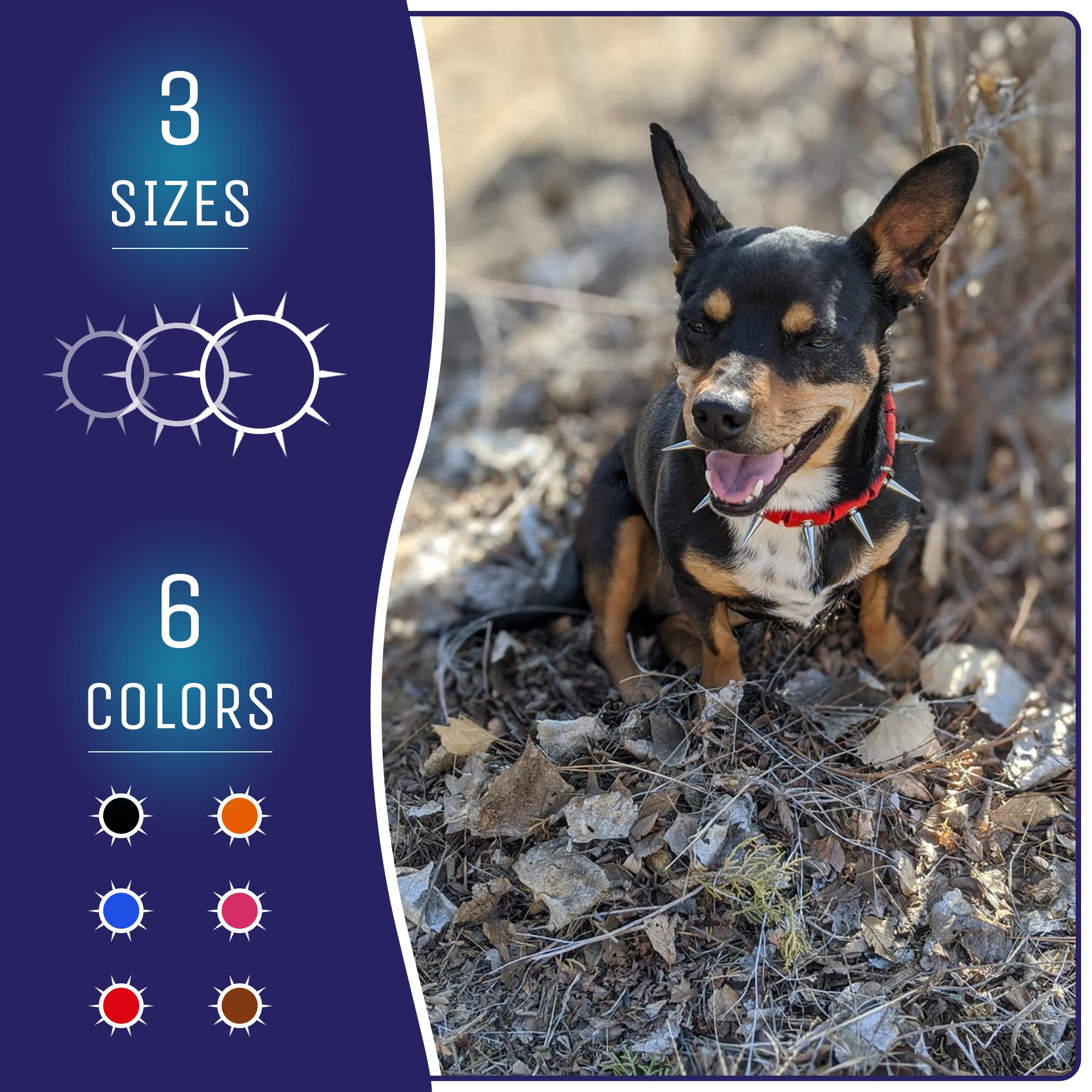 Coyotecollar Spiked Dog Collar - Red Medium Spike Collar For Dogs, Adjustable, Protective