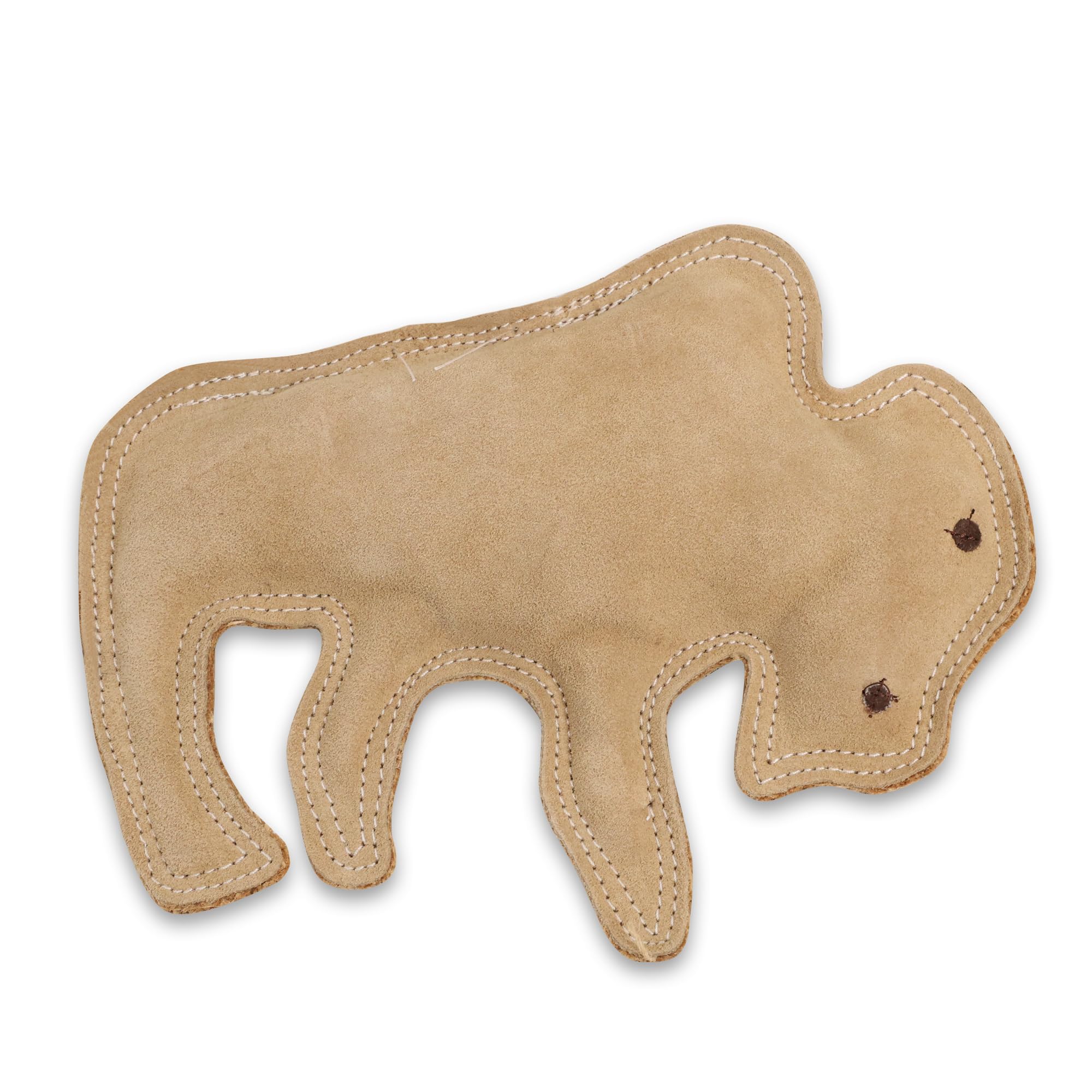 Spot Dura-Fused Leather Buffalo - Durable Squeaky Dog Toy With Real Leather & Jute Fabric, For Moderate To Aggressive Chewers, Interactive Play For Dogs & Puppies, 11.5In