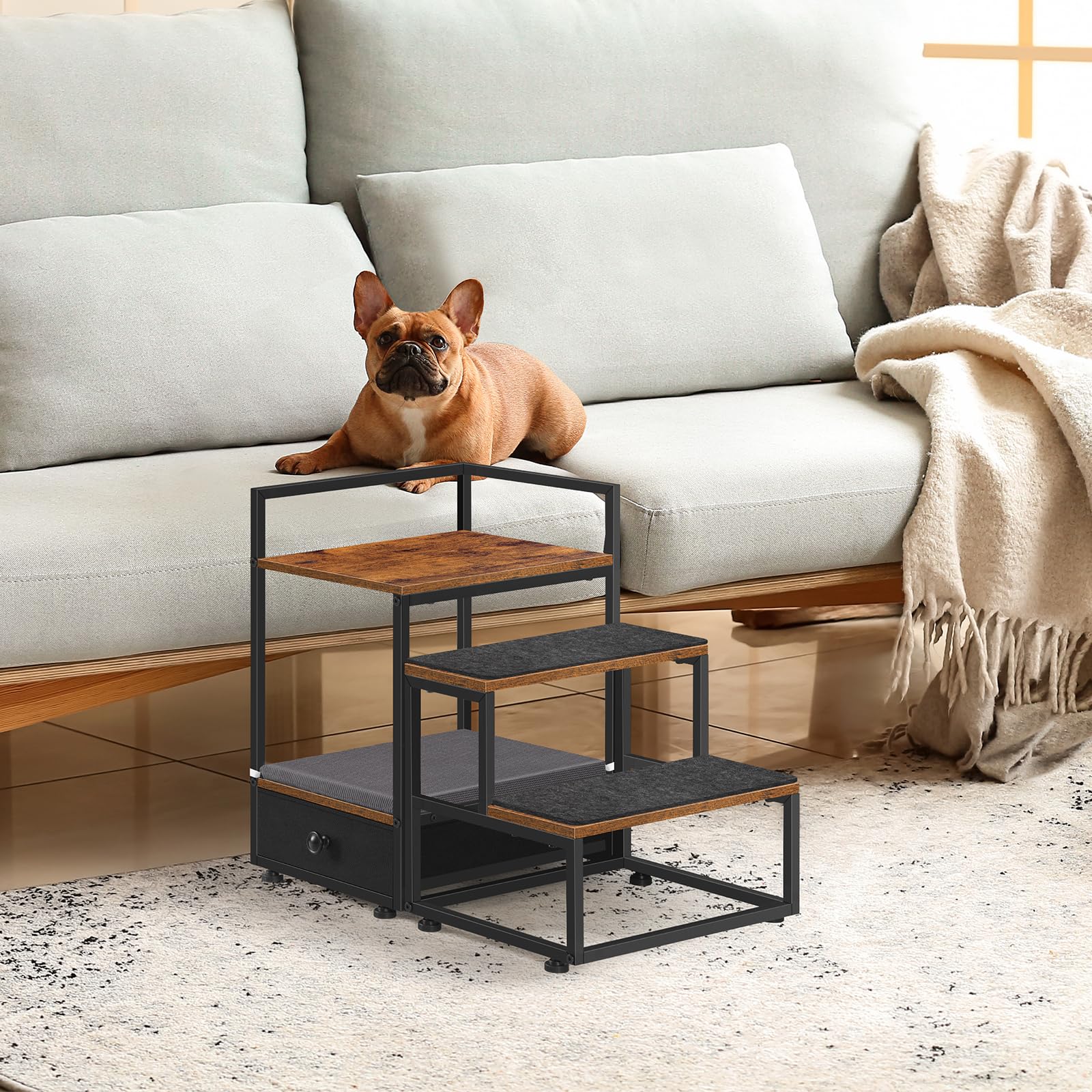 Caduke Pet Window Perch With Stairs Dog Window Seat With Stairs Dog Bunk Bed For Small Dogs Elevated Pet Bed Multi Level Platfor
