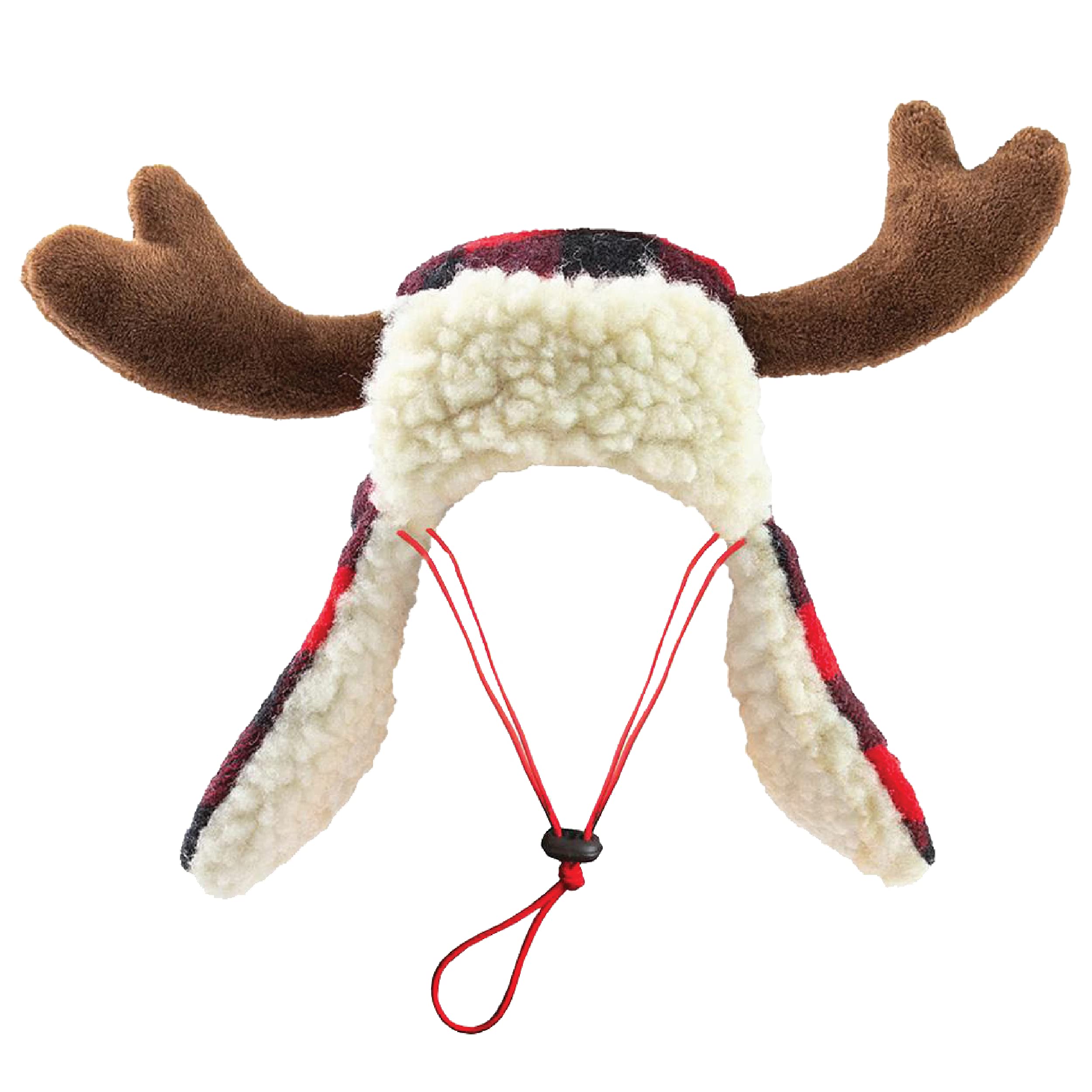 Huxley & Kent Pet Hat | Antler Buffalo Check (Small) | Festive Christmas Holiday Accessory For Dogs/Cats | Holiday Pet Hat | Snu