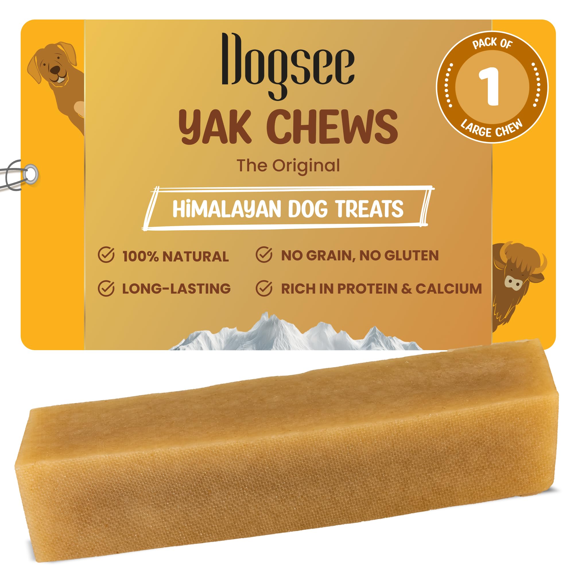 Dogsee Chew Dog Dental Chews | Long Lasting Dog Chews for Large Dogs | Yak Cheese Flavored Himalayan Dog Chew That Will Lower Th