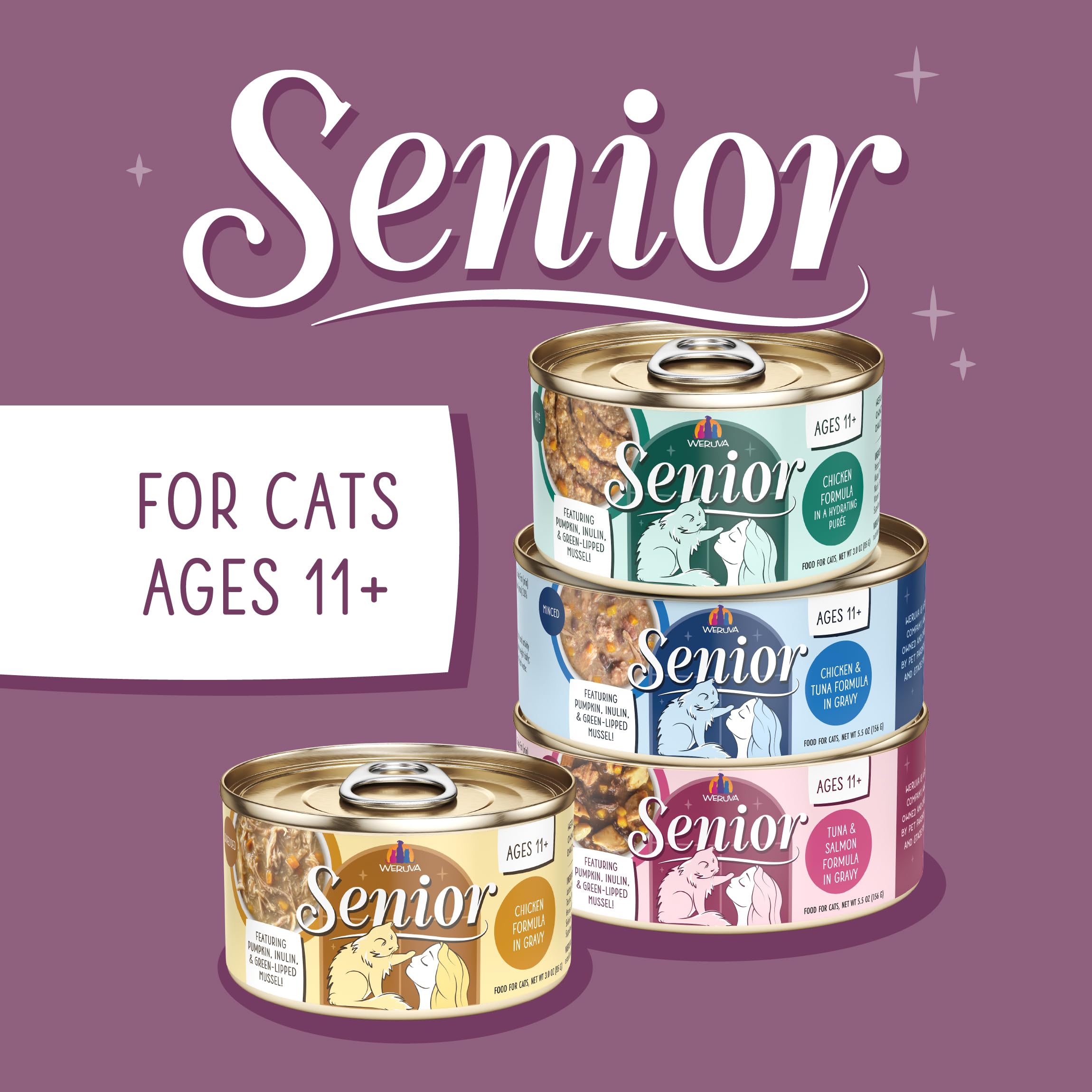 Weruva Senior Cat Food, Chicken in Gravy, 5.5oz Can, Pack of 8