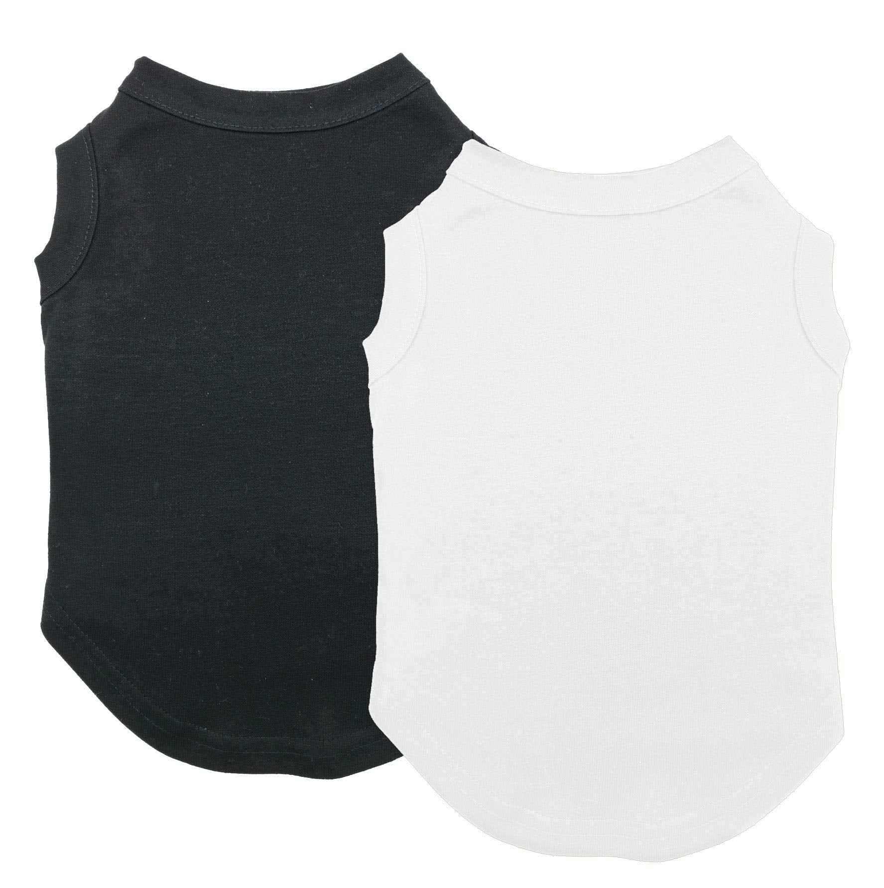 Chol&Vivi Plain Dog T-Shirt,2Pcs Blank Cotton Shirts Fit For Extra Small To Extra Large Size Dogs, Sleeveless Apparel Soft And L