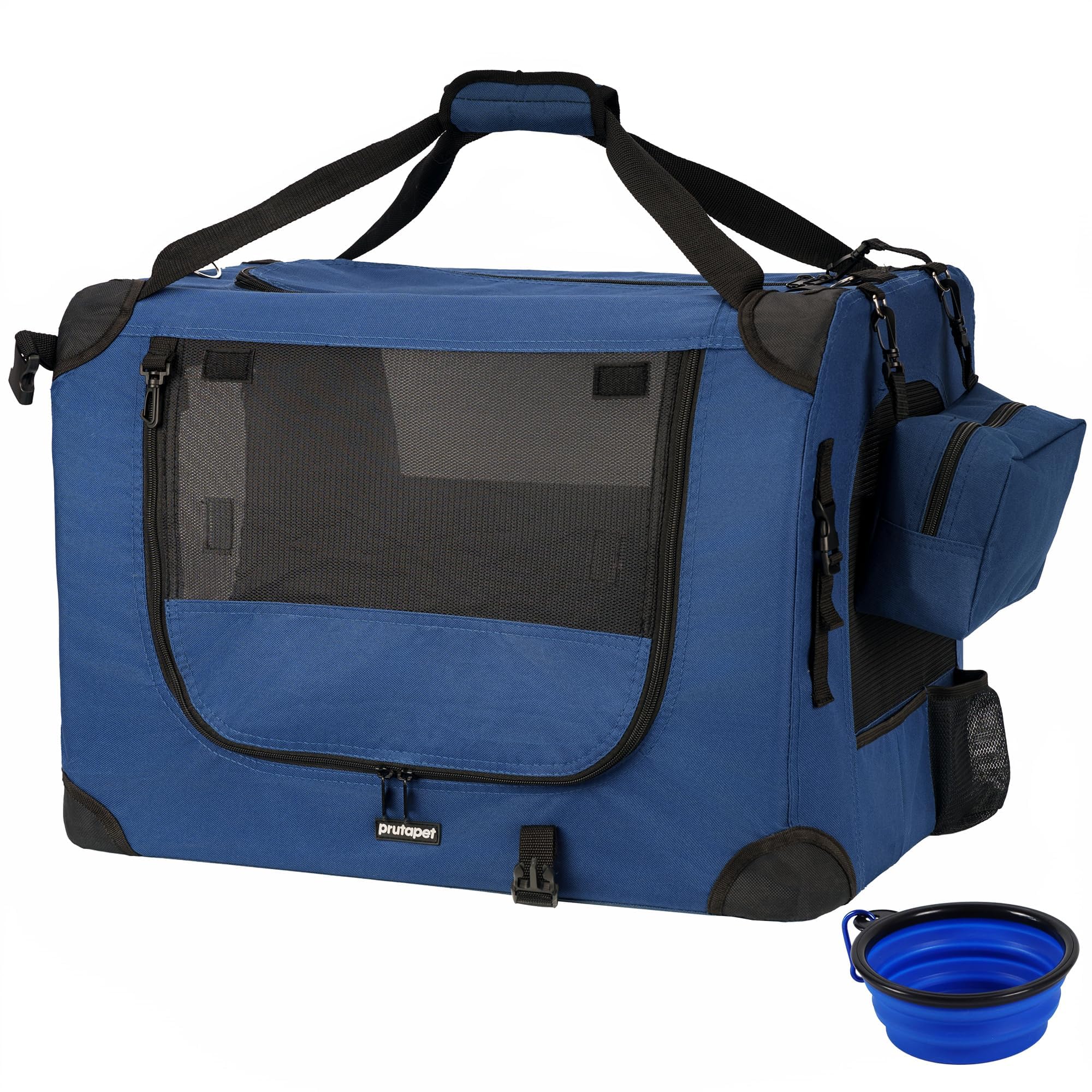 Prutapet Large Cat Carrier 24'X16.5'X16.5' Portable Dog Crate For Small Medium Dogs Collapsible Traveling Pet Crate With Collapsible Bowl