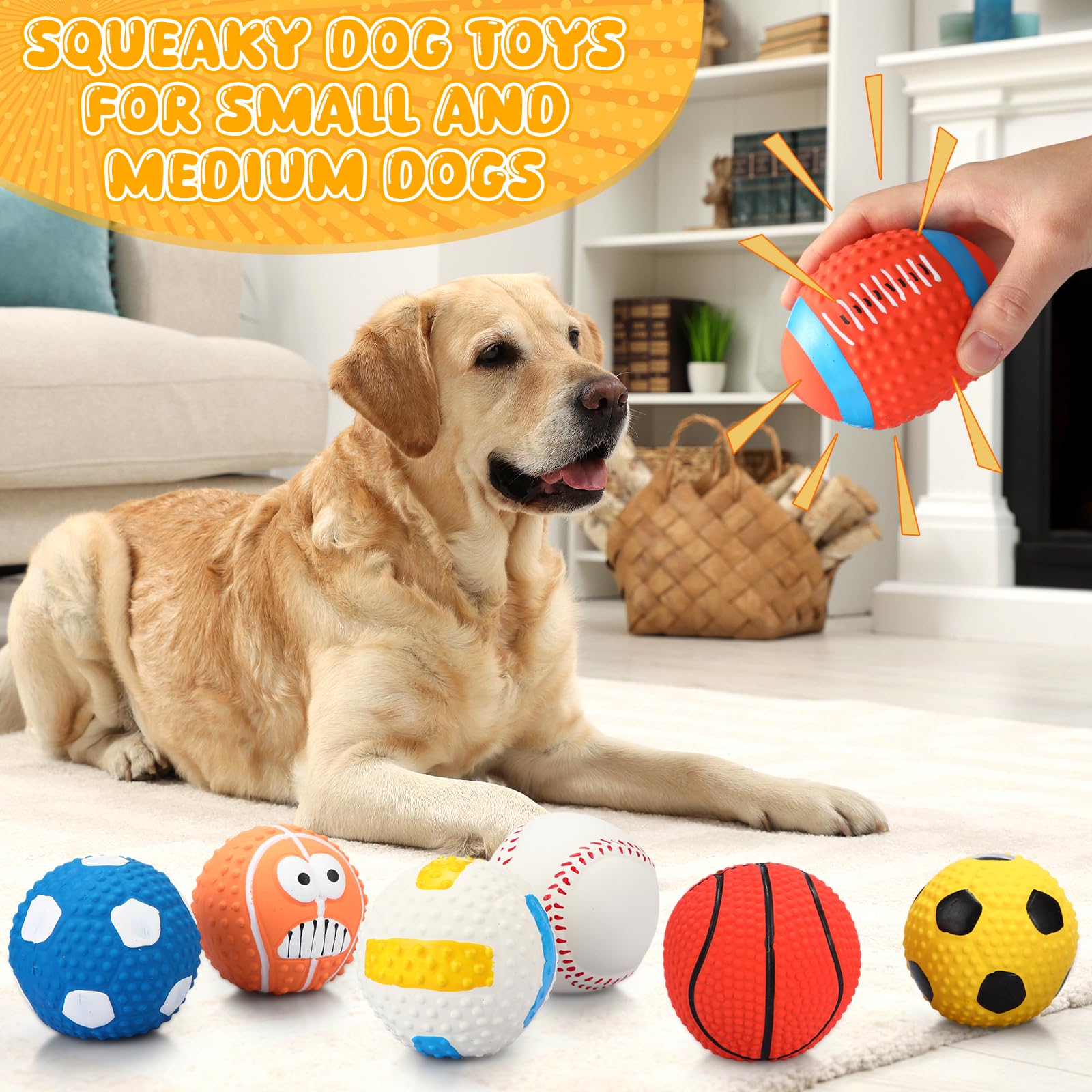 Gemscream 10 Pack 2. 4' Squeak Latex Puppy Dog Toy Ball Sports Balls Sets Interactive Rubber Squeak Dog Toys Rubber Soccer Voll