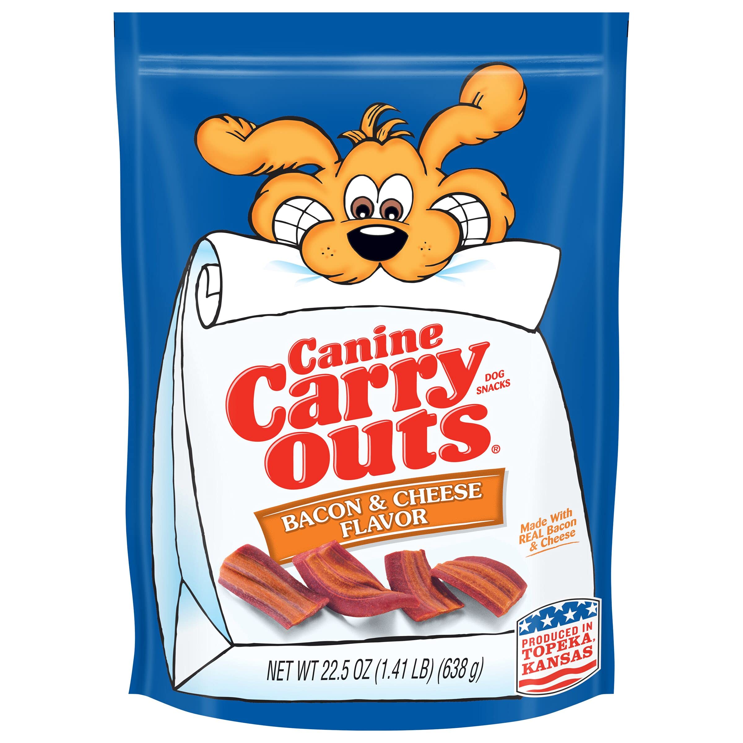 Canine Carry Outs Dog Treats, Bacon & Cheese Flavor, 22.5 Ounce (Pack of 6), Made with Real Bacon and Cheese