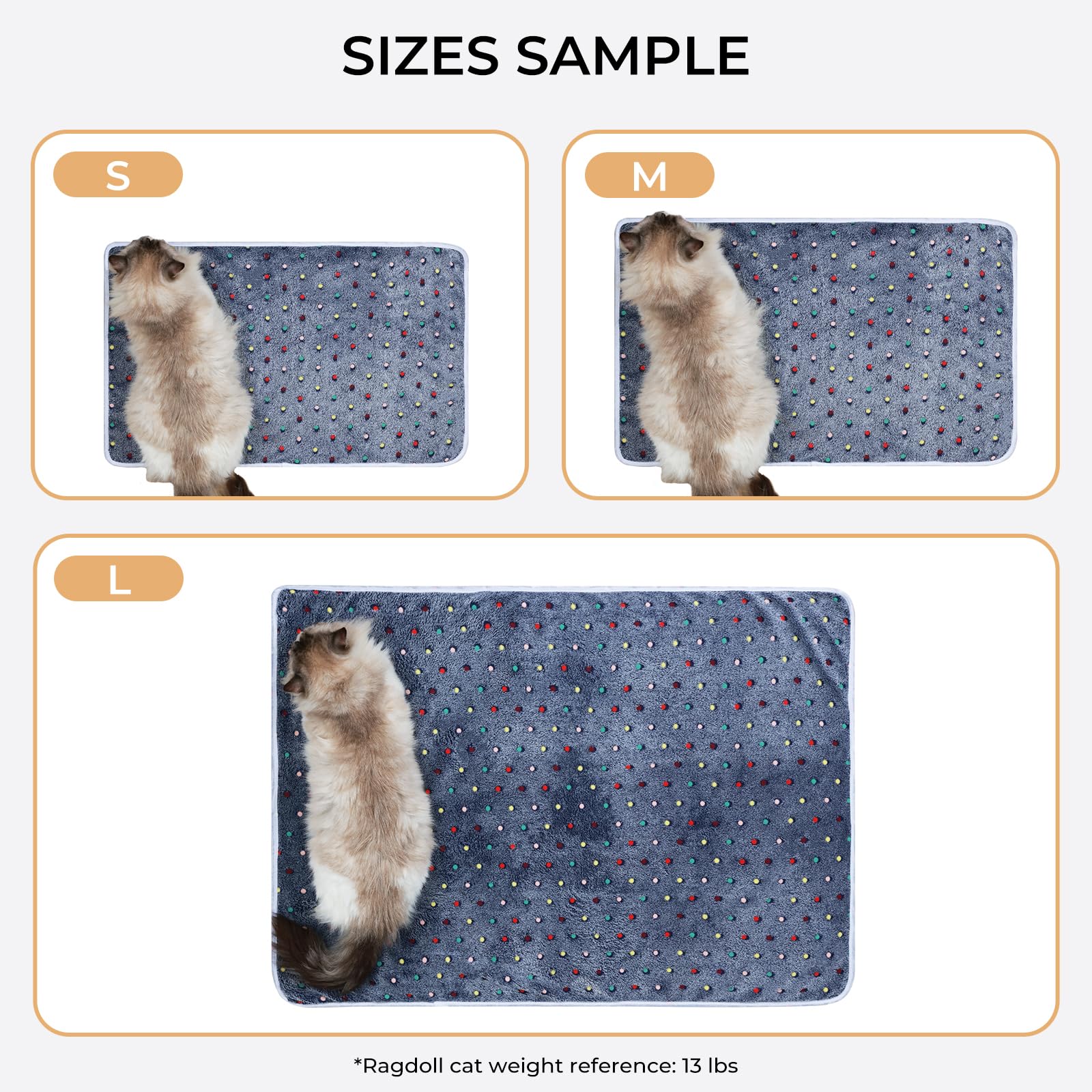 1 Pack 3 Blankets Super Soft Cute Dot Pattern Pet Blanket Flannel Throw For Dog Puppy Cat Blue/Purple/Grey Medium